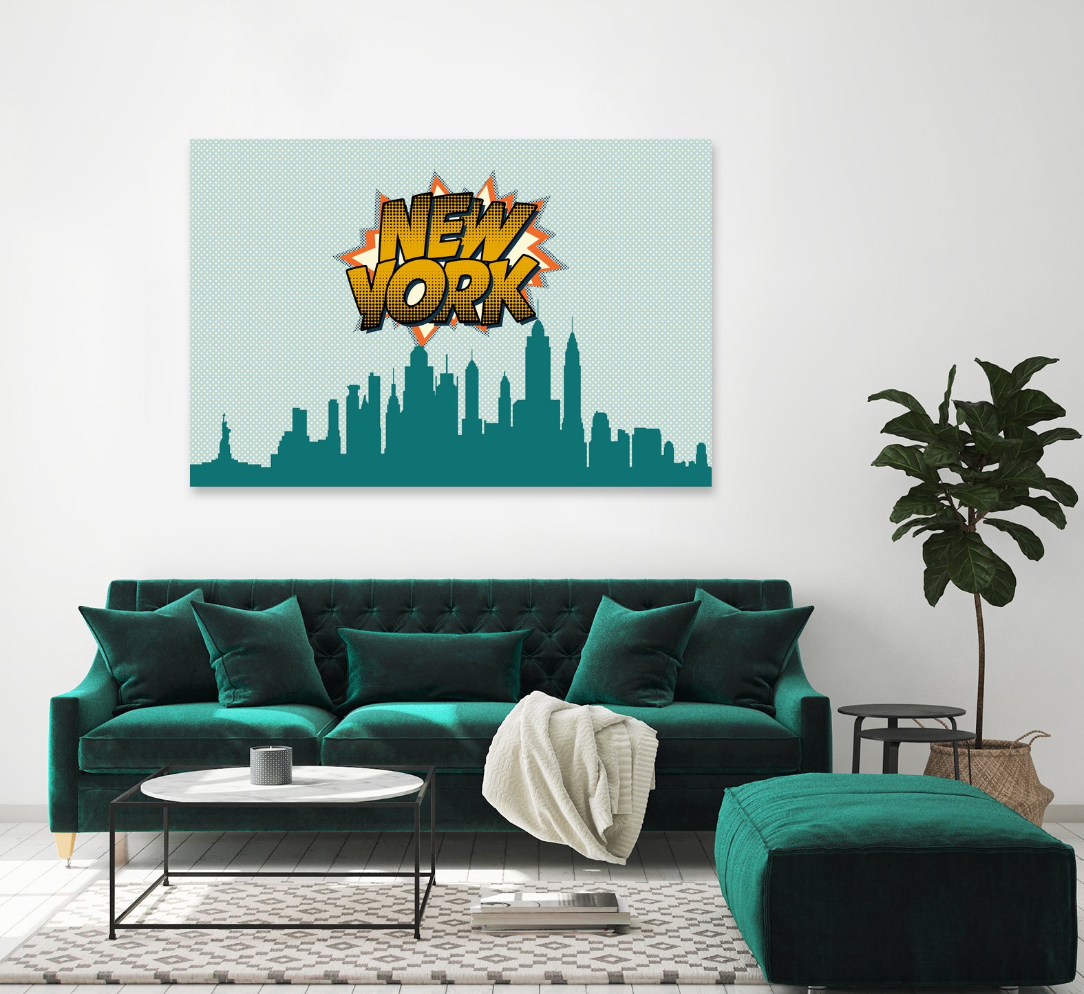 New York Pop Skyline by Octavian Mihai Mielu on GIANT ART - green digital drawing