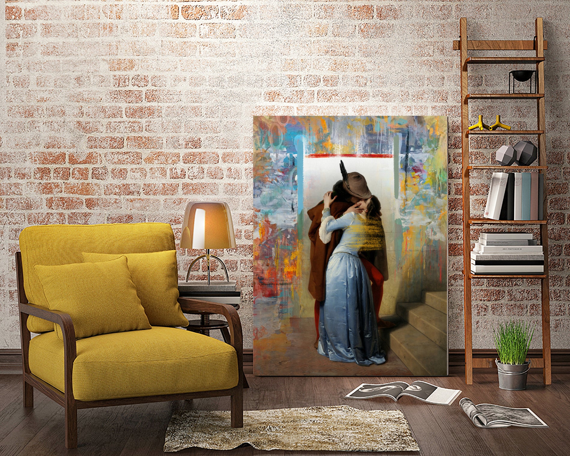 El beso by José Luis Guerrero on GIANT ART - yellow digital painting