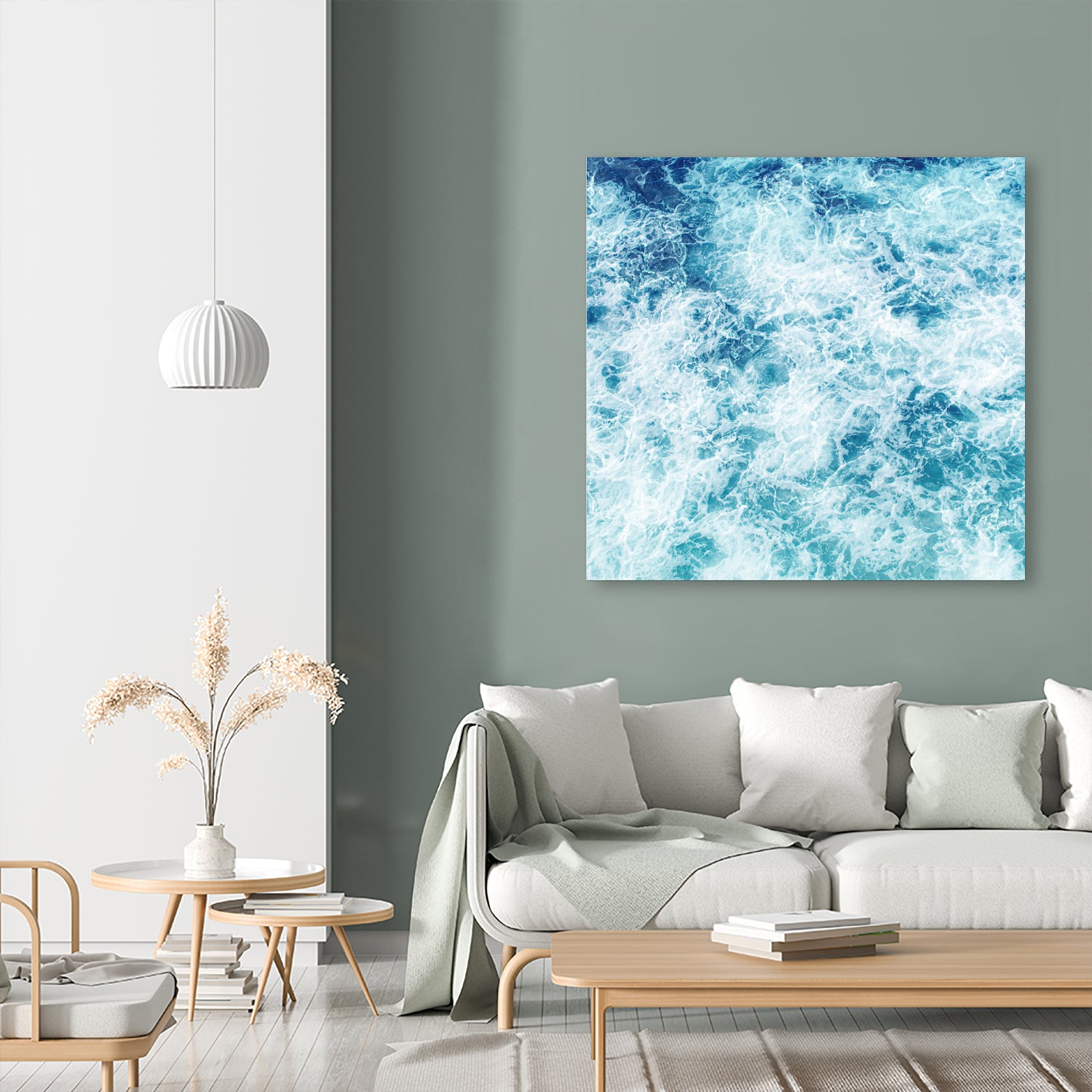 Sea ocean waves blue white by Julia Zayceva on GIANT ART - blue mixed media