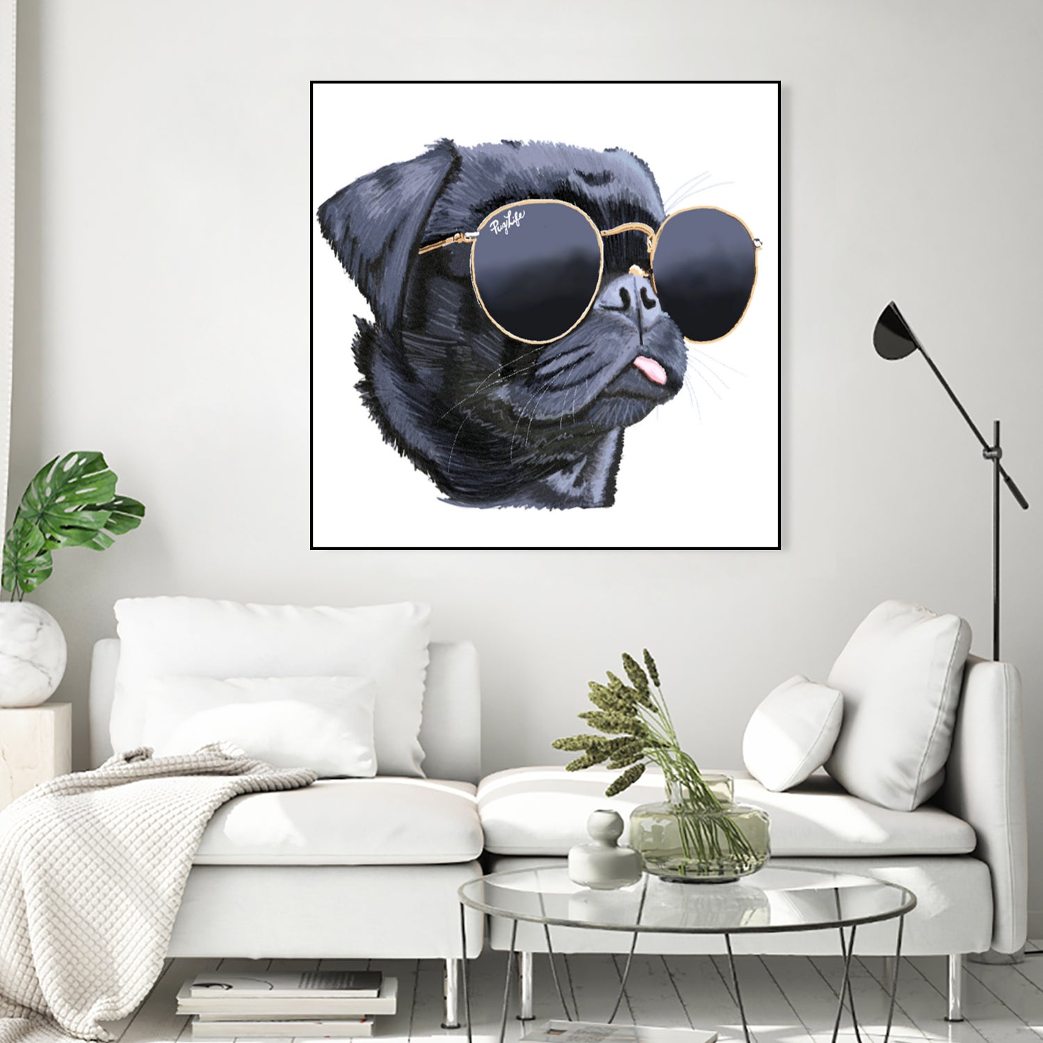 Pug Life by Karim Aboud on GIANT ART - black digital painting
