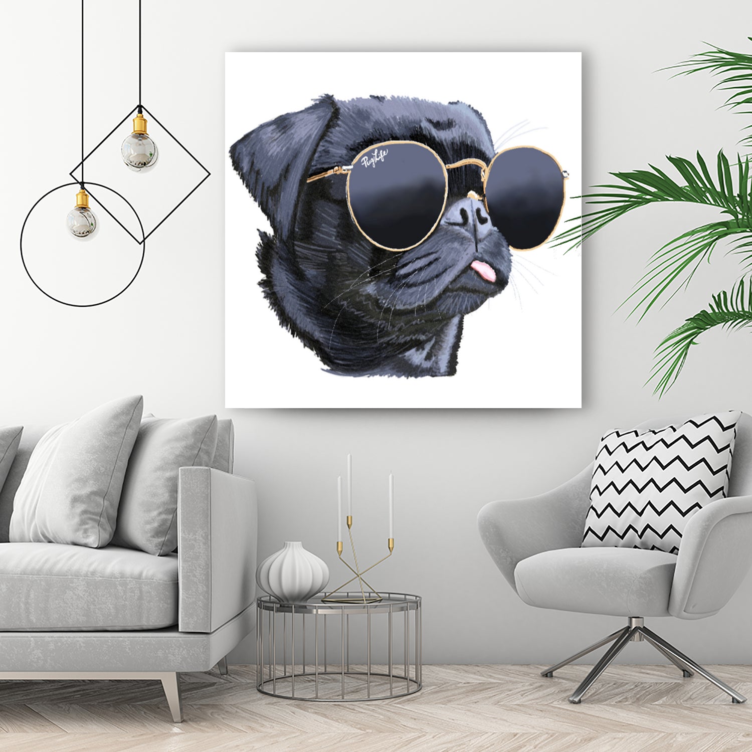 Pug Life by Karim Aboud on GIANT ART - black digital painting