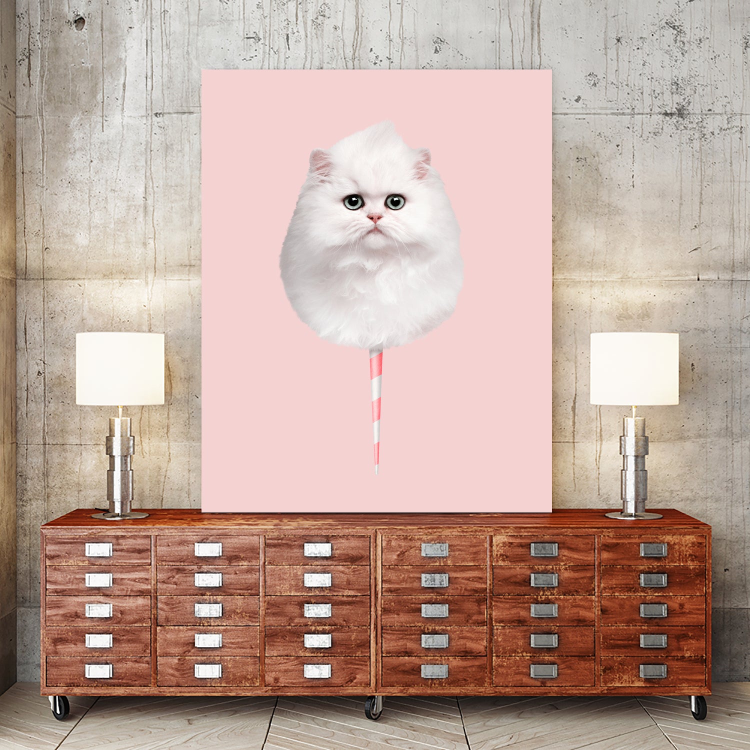 COTTON CANDY CAT by Jonas Loose on GIANT ART - pink photo manipulation