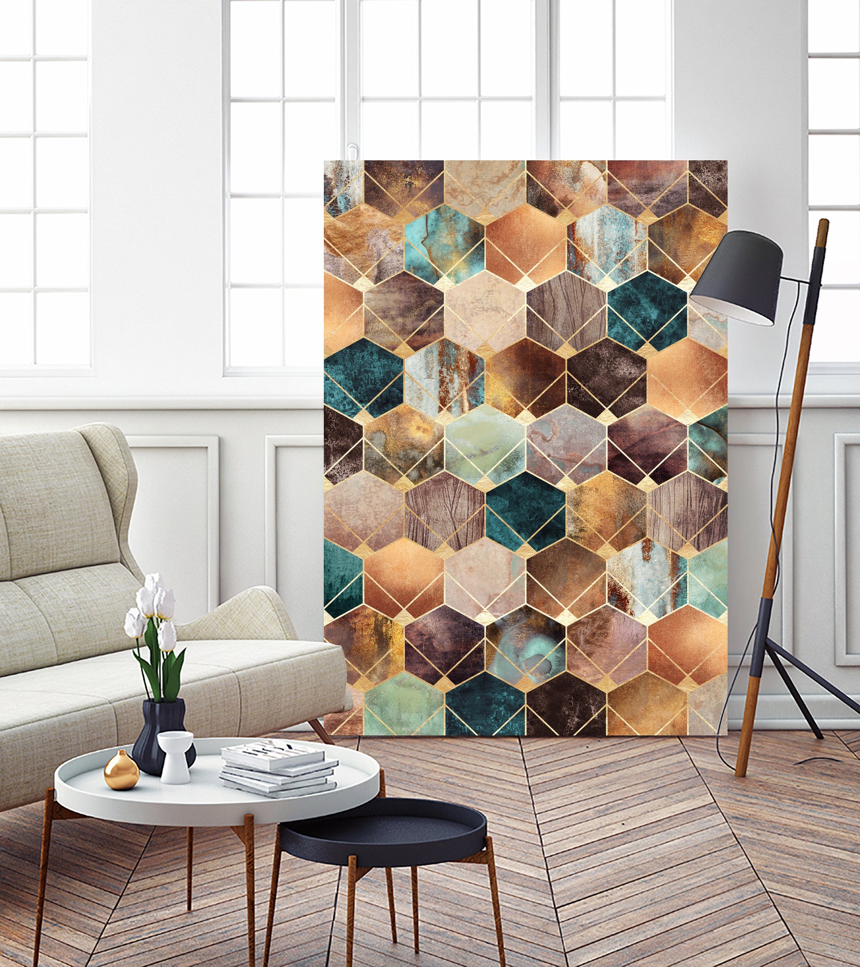 Natural Hexagons And Diamonds by Elisabeth Fredriksson on GIANT ART - brown digital drawing