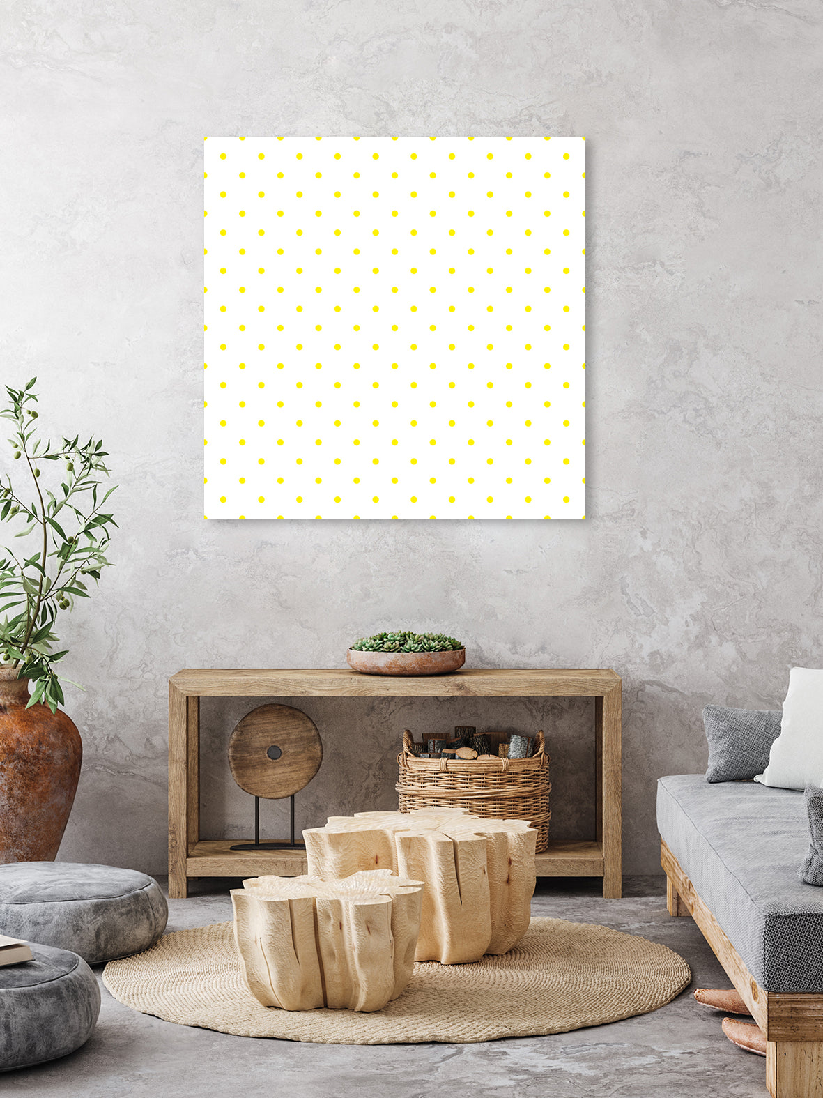 Small Yellow Polka Dots Pattern by David Kessler on GIANT ART - yellow digital painting