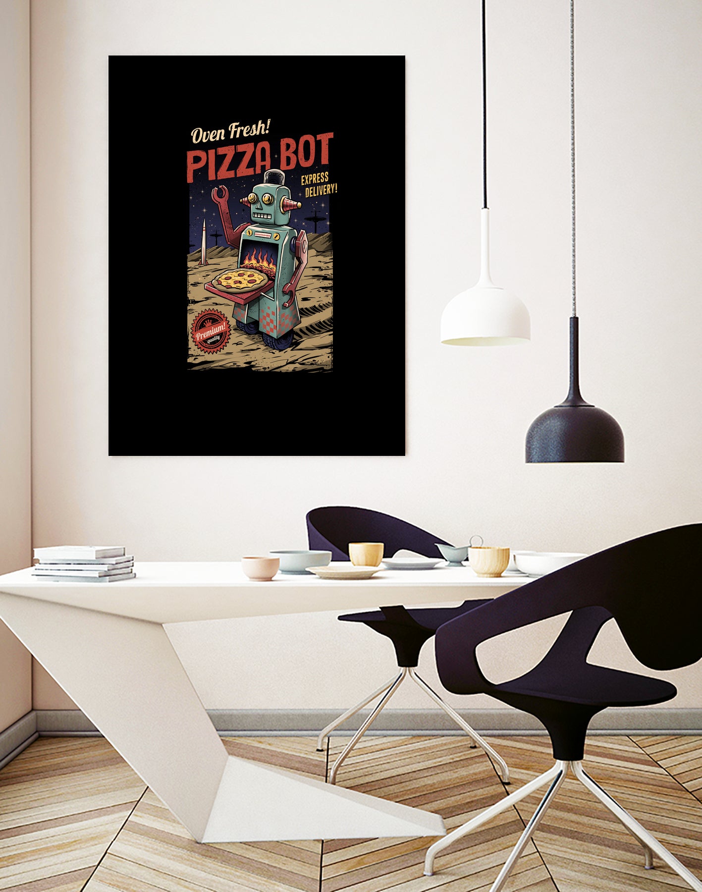 Pizza Bot by Vincent Trinidad on GIANT ART - black digital painting