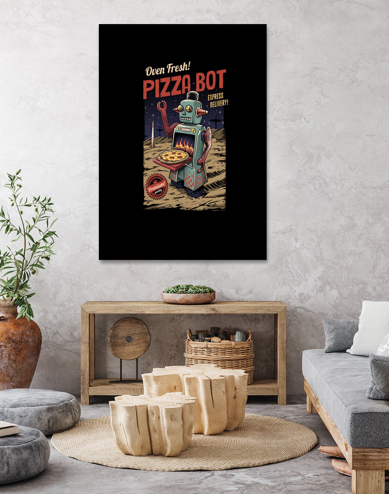 Pizza Bot by Vincent Trinidad on GIANT ART - black digital painting