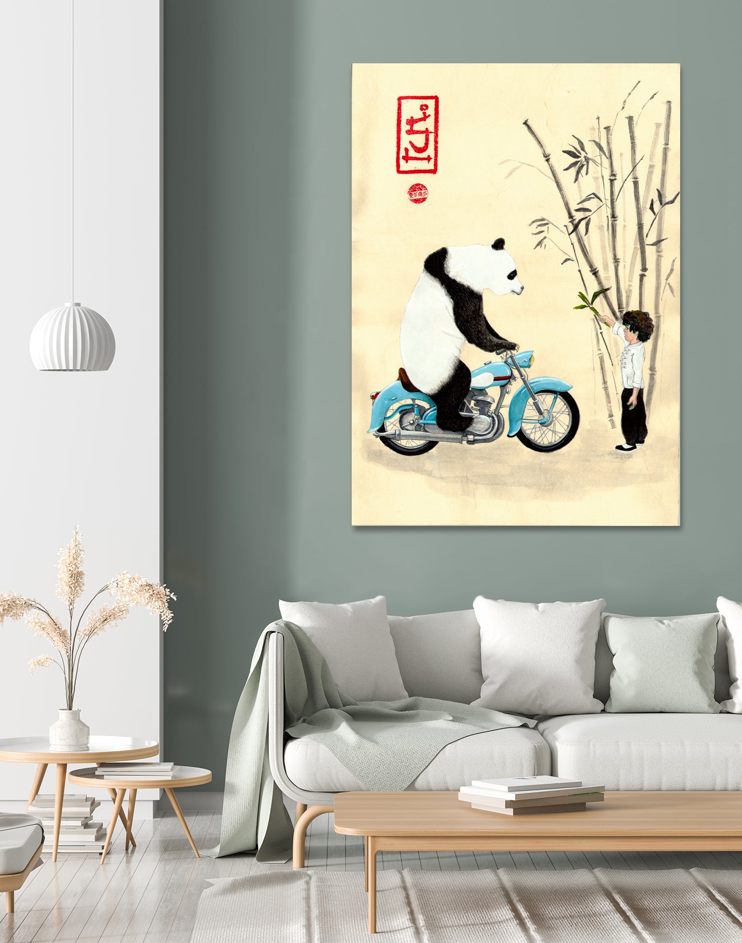 Óliver and the panda by Luis Fernando Montilla Sánchez on GIANT ART - yellow mixed media