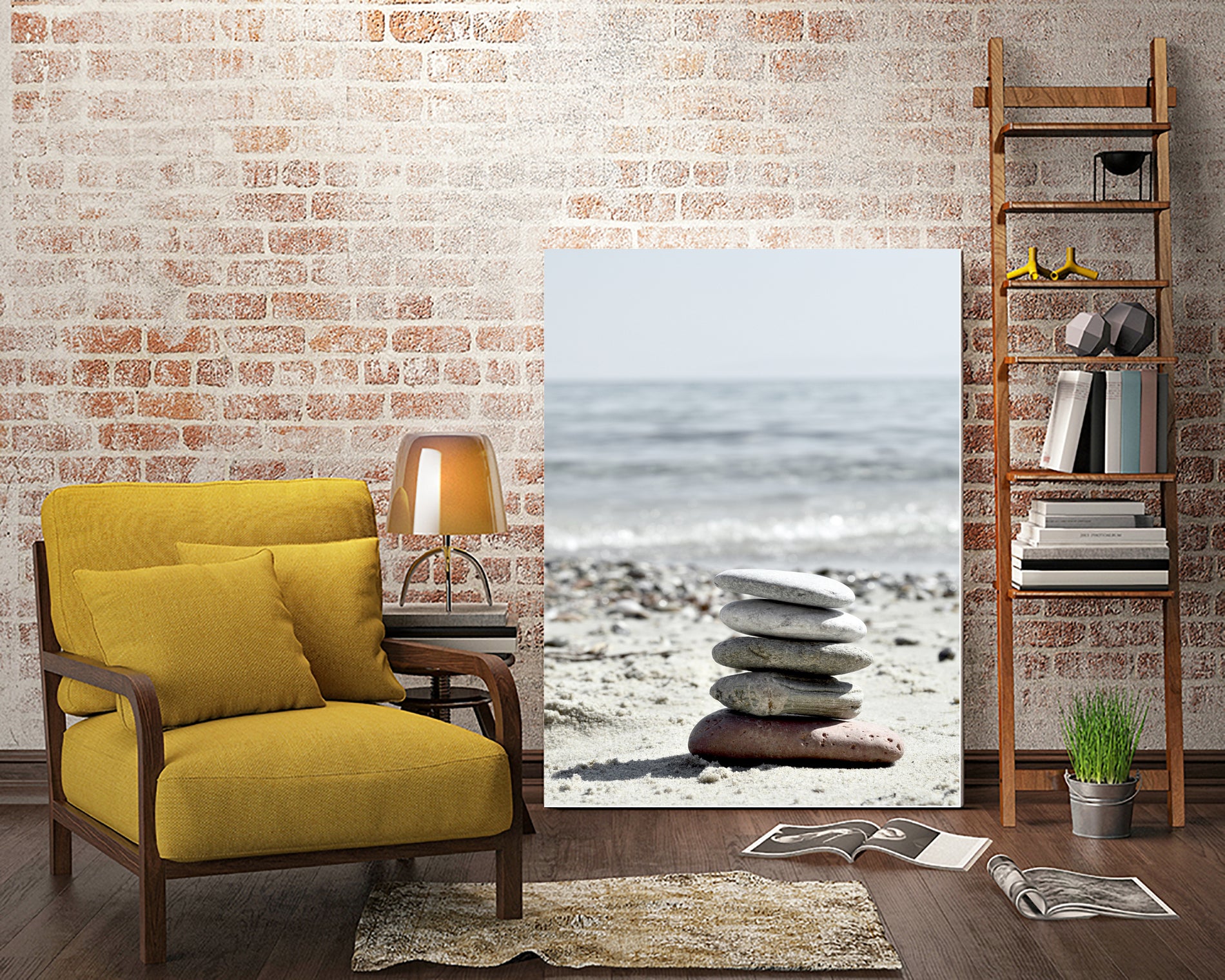 Pebble Balance On The Beach by IOANNA PAPANIKOLAOU on GIANT ART - gray photo illustration