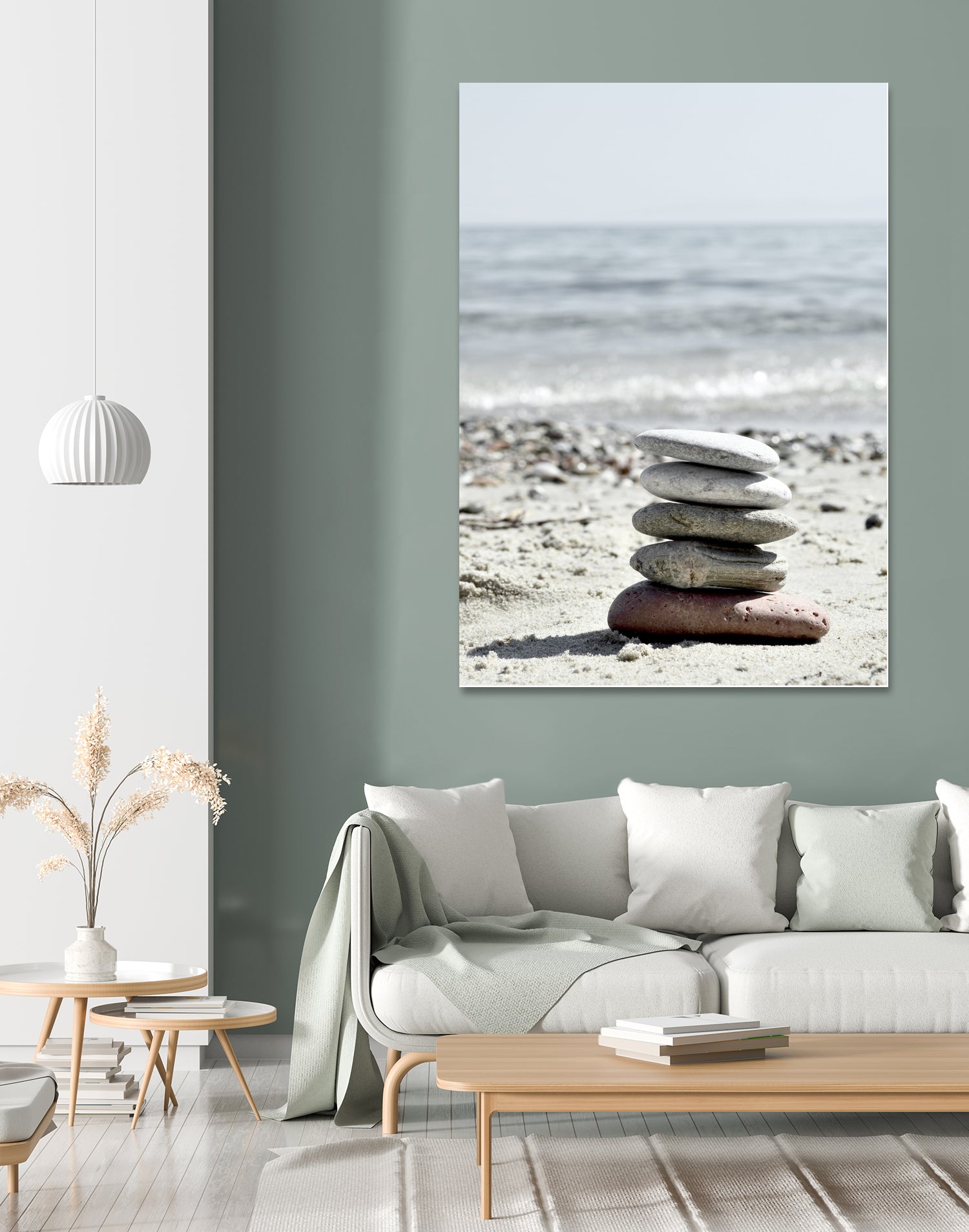 Pebble Balance On The Beach by IOANNA PAPANIKOLAOU on GIANT ART - gray photo illustration