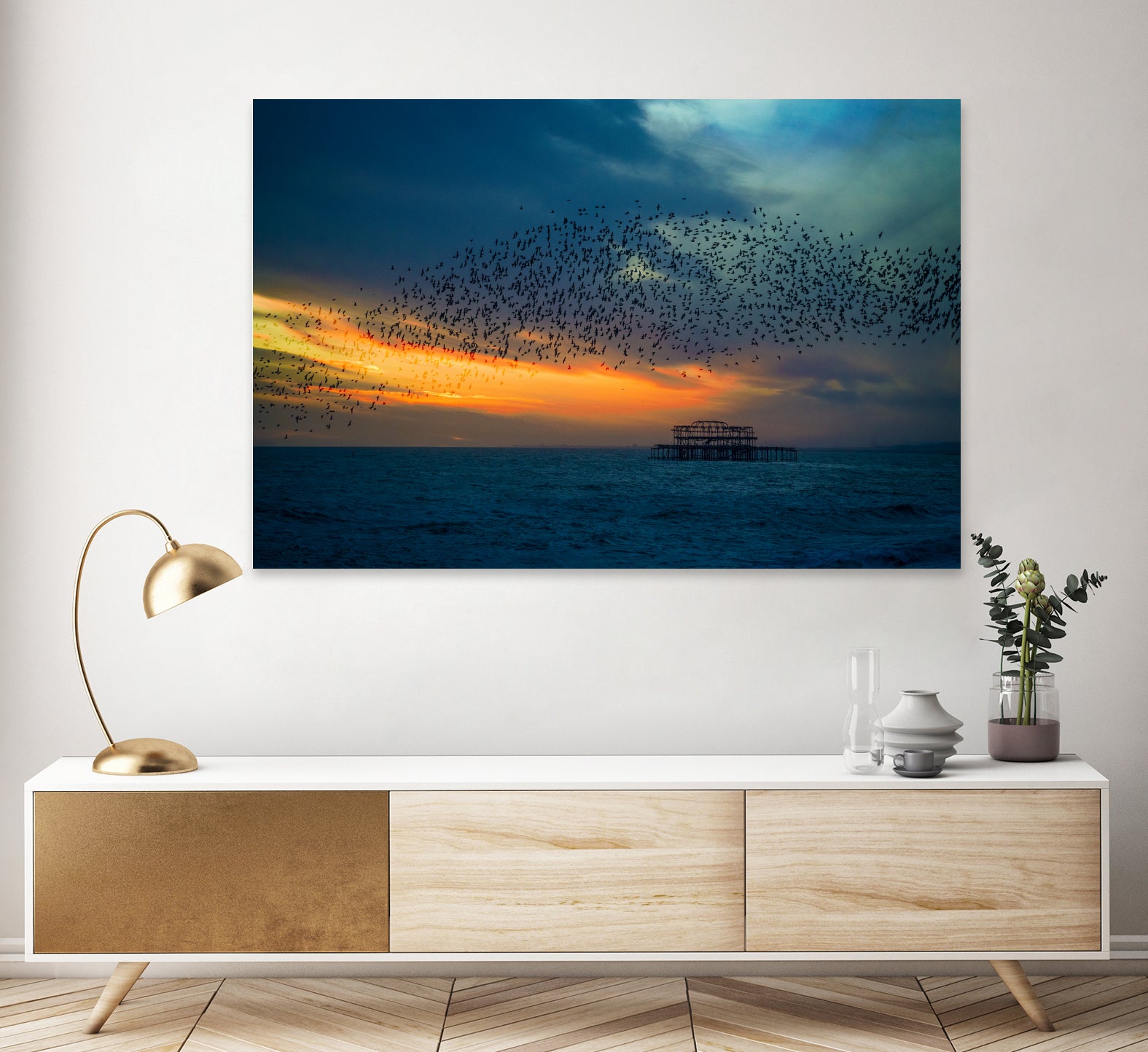 Starling Sunset by Chris Lord on GIANT ART - blue photo illustration