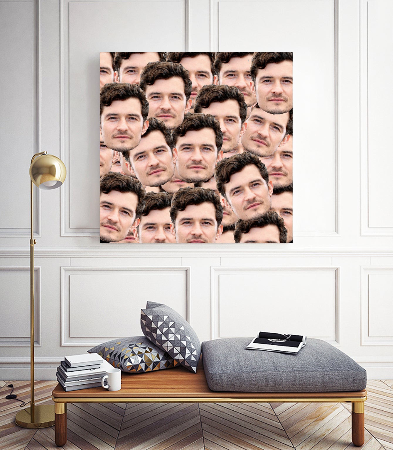 ALL OVER Orlando Bloom Funny Design Star Celebryty by Damian Augustyniak on GIANT ART - yellow mixed media