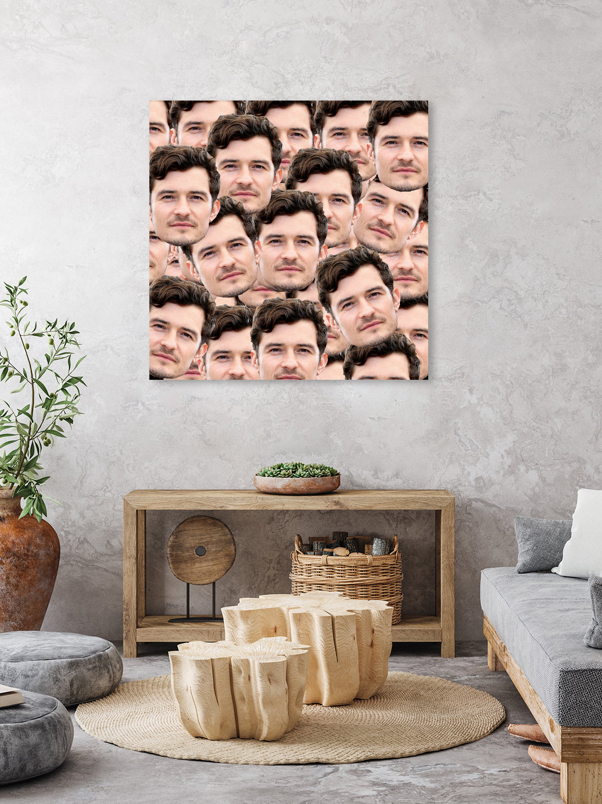 ALL OVER Orlando Bloom Funny Design Star Celebryty by Damian Augustyniak on GIANT ART - yellow mixed media