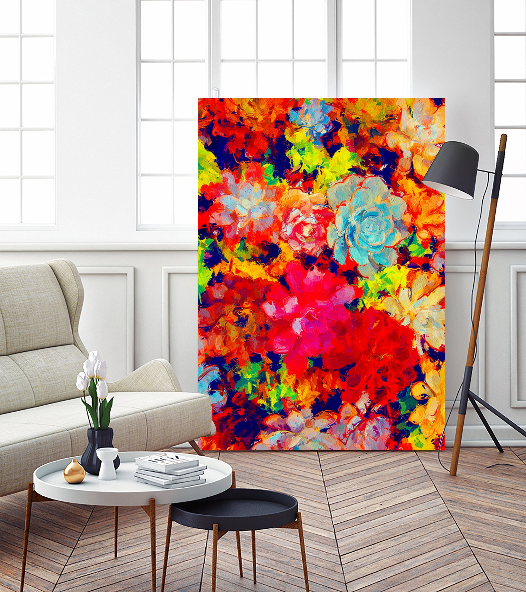 Emaline Floral and Succulents by Lisa Raymond on GIANT ART - red digital painting