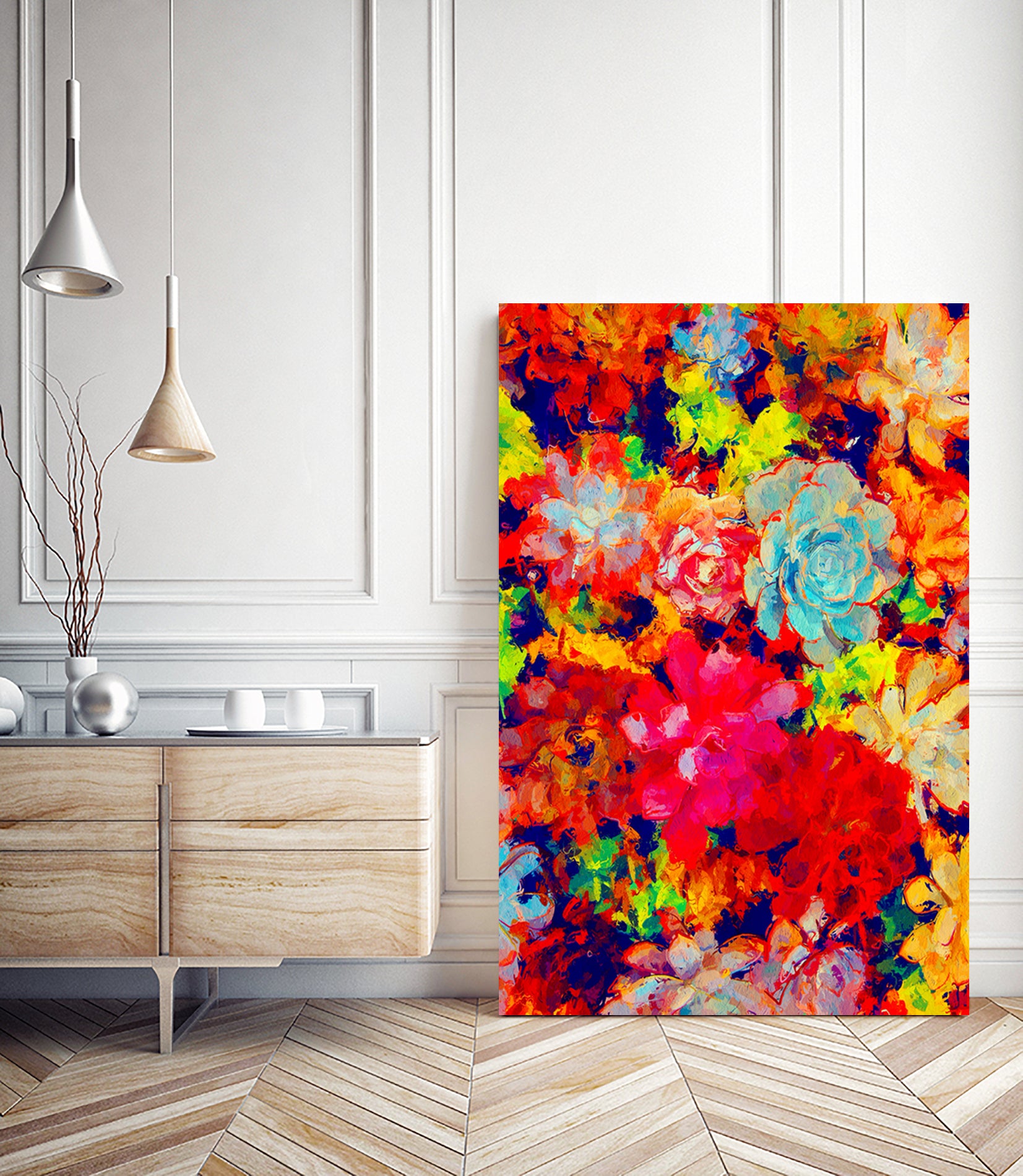 Emaline Floral and Succulents by Lisa Raymond on GIANT ART - red digital painting