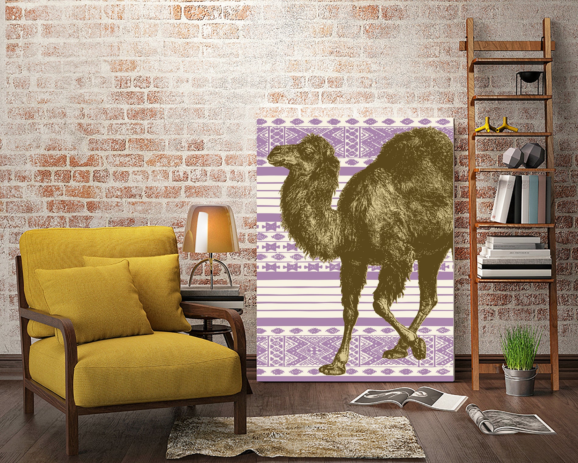 Bazaar Camel Lavender by Thomas Fernez on GIANT ART - fuchsia digital drawing