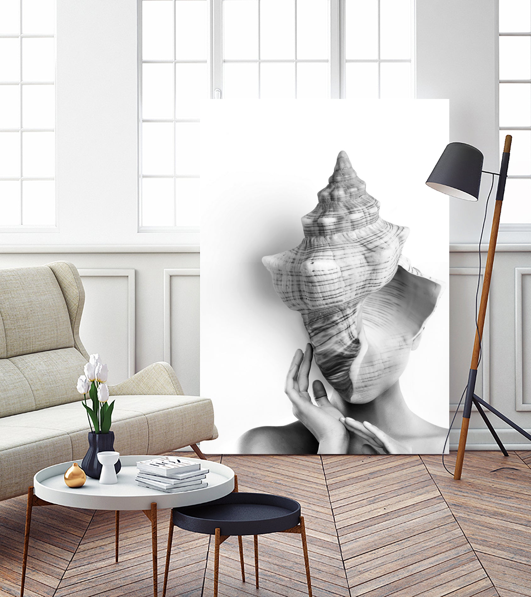 Lady in a Shell by Tania Amrein on GIANT ART - gray mixed media