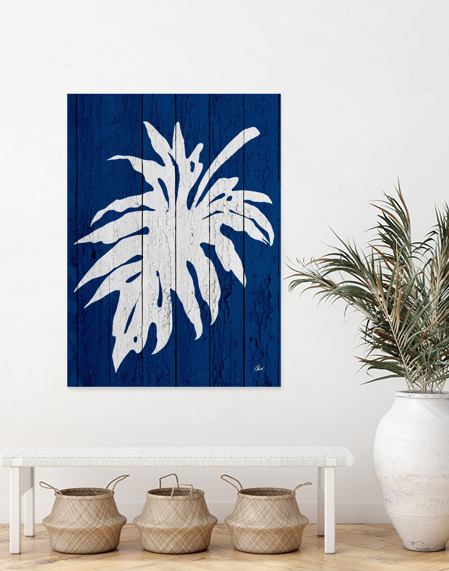 Blue Nature Dark Blue Palm5 by Catia Keck on GIANT ART - blue photo manipulation