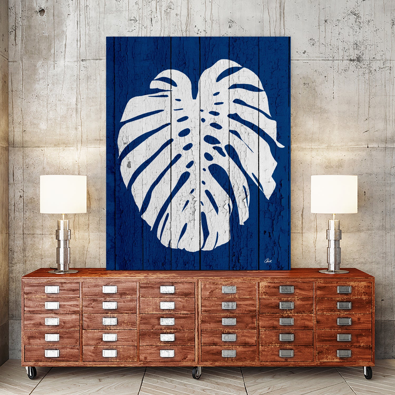 Blue Nature Dark Blue Palm2 by Catia Keck on GIANT ART - blue mixed media