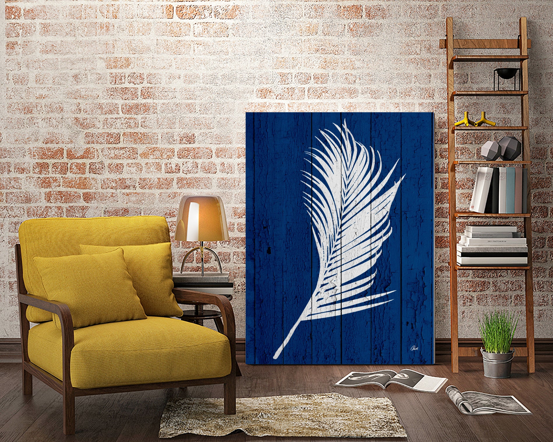 Blue Nature Dark Blue Palm4 by Catia Keck on GIANT ART - blue mixed media