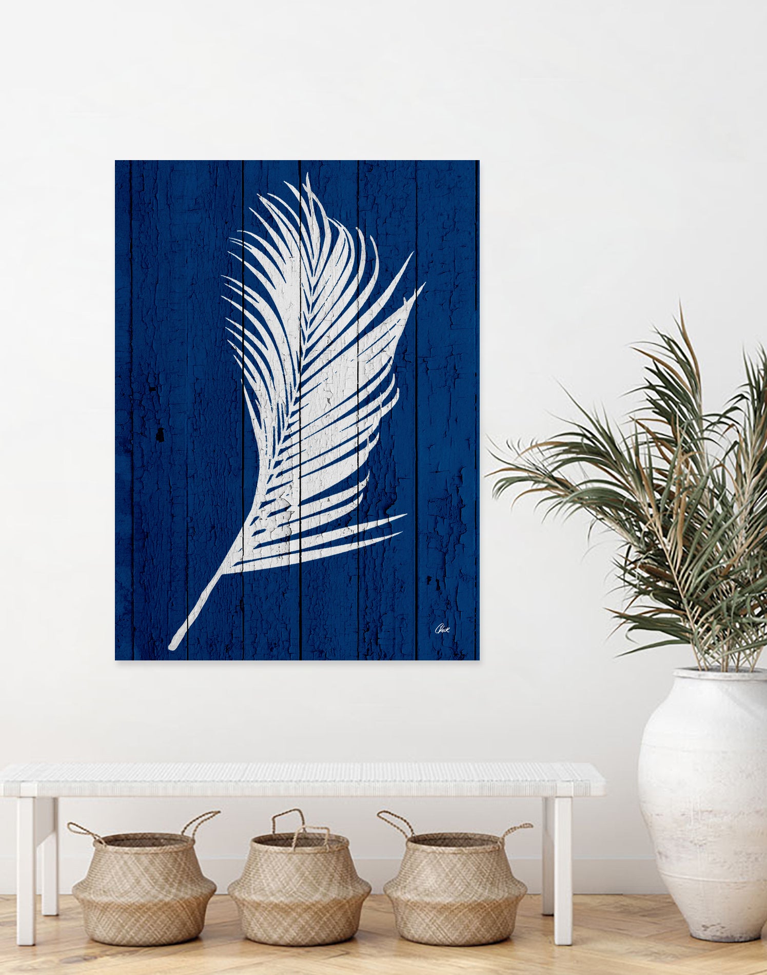Blue Nature Dark Blue Palm4 by Catia Keck on GIANT ART - blue mixed media