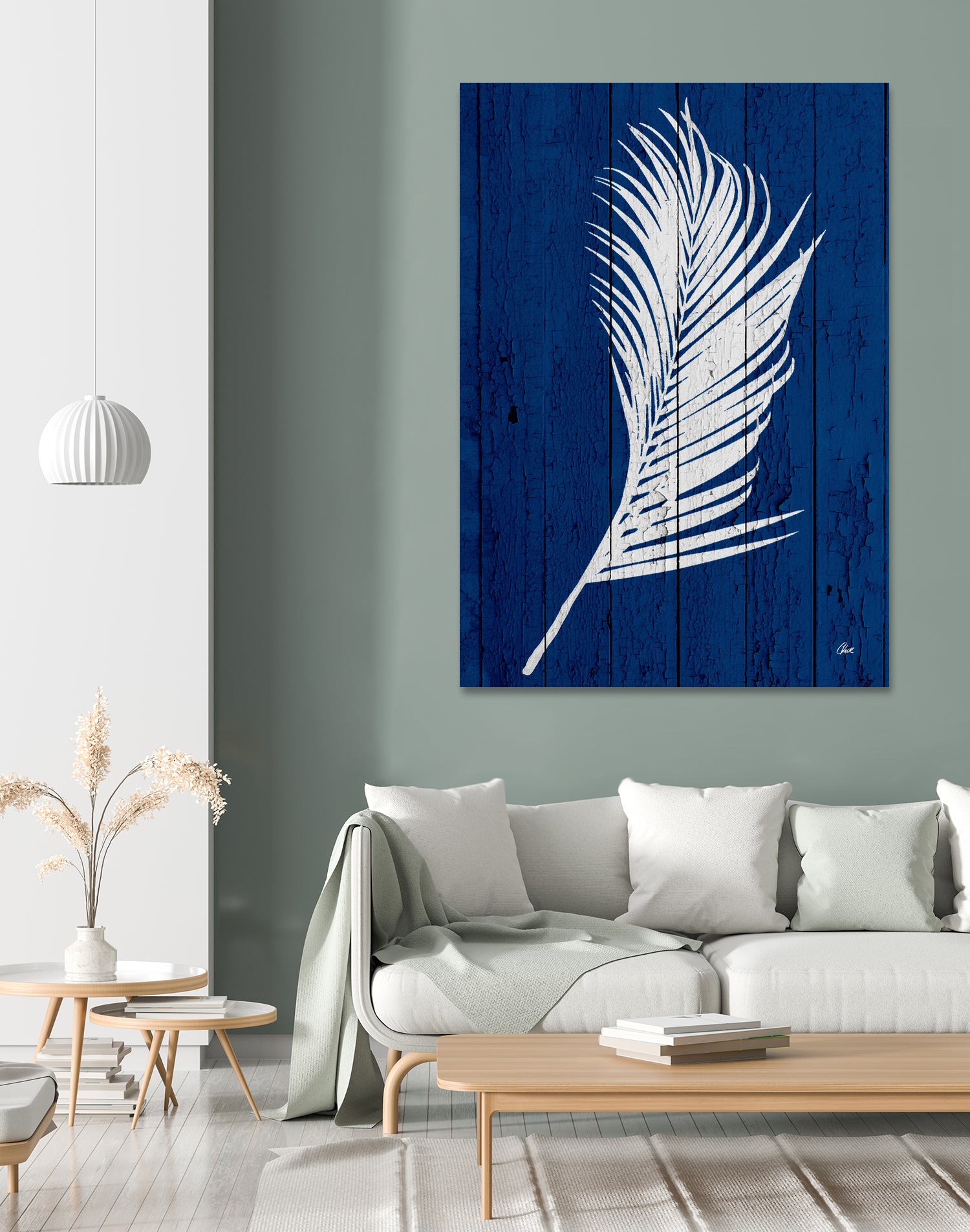 Blue Nature Dark Blue Palm4 by Catia Keck on GIANT ART - blue mixed media