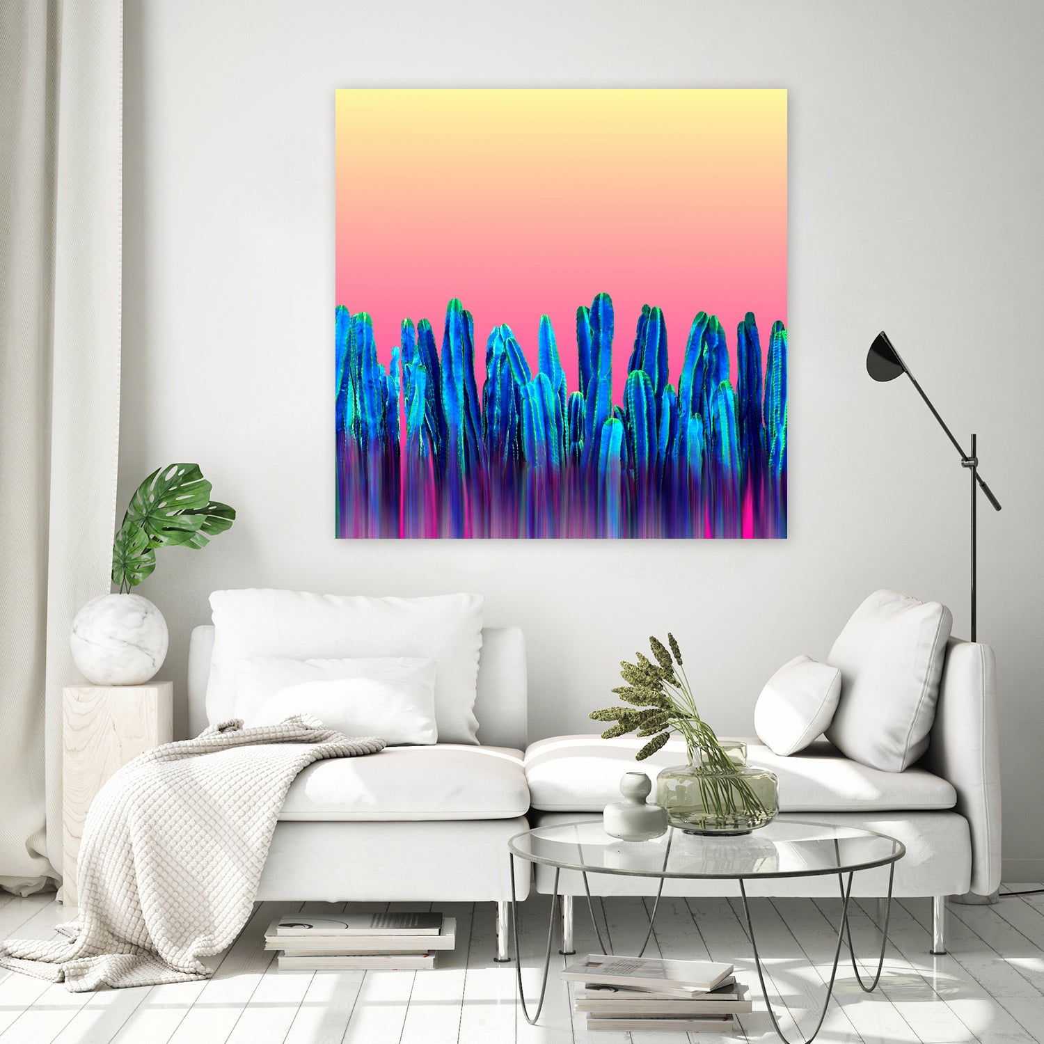 Candy Sunset Blue Cactus Glitch by Brigitte Carre on GIANT ART - blue digital painting