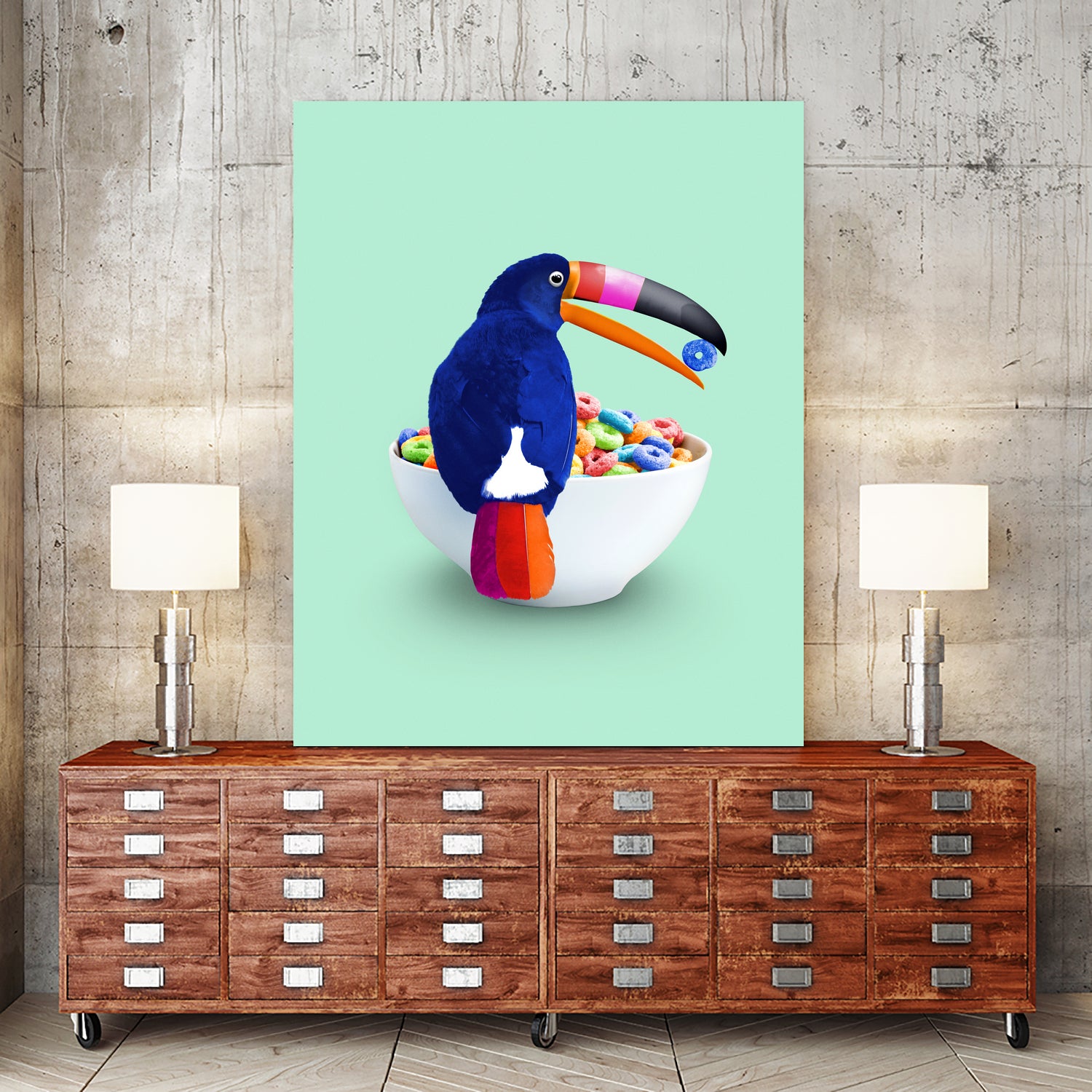 CEREAL TOUCAN by Jonas Loose on GIANT ART - green 3d art