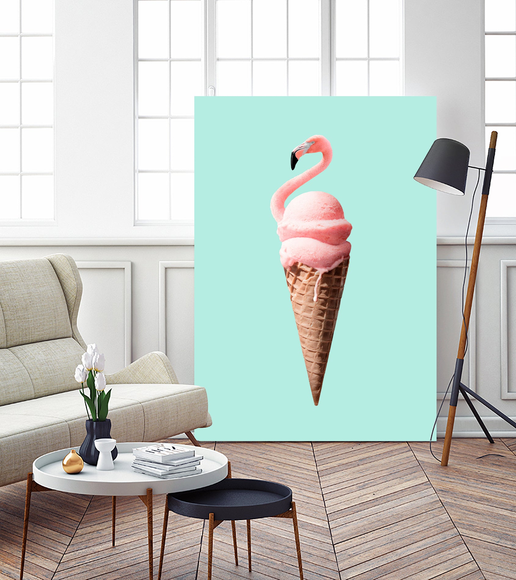 FLAMINGO CONE by Jonas Loose on GIANT ART - pink photo manipulation