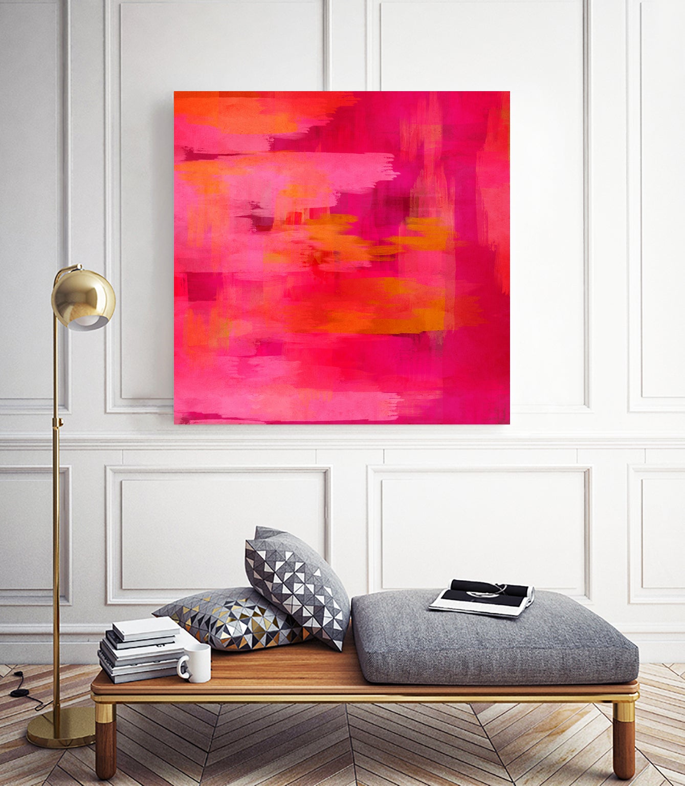 Abstract brushstrokes in pastel pinks and oranges by Mar Cantón on GIANT ART - white digital painting