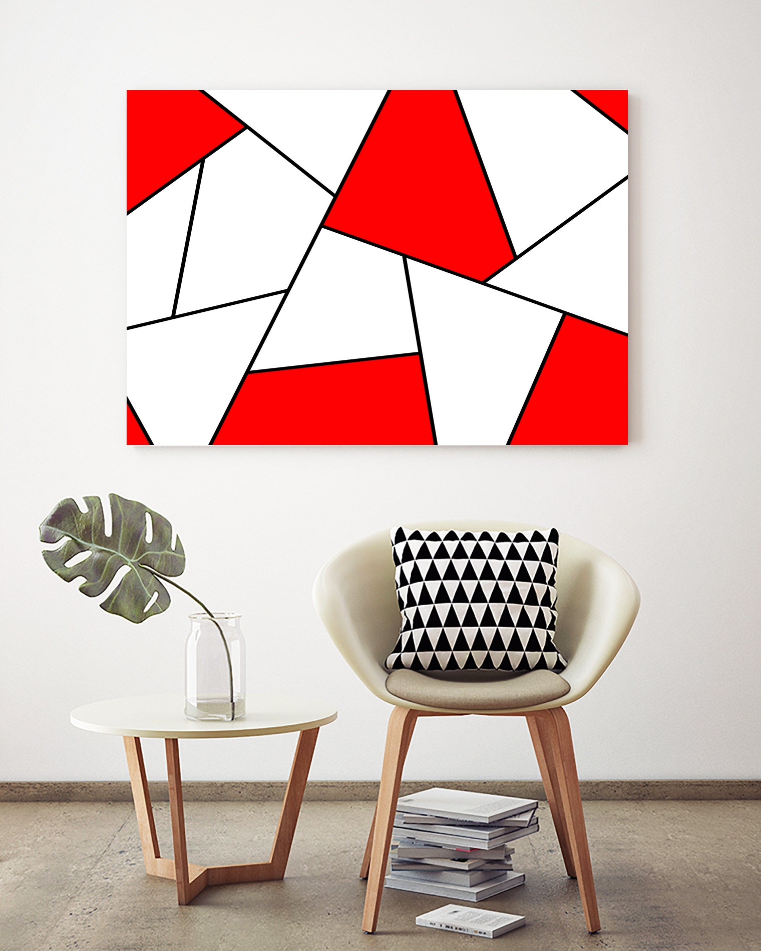 Abstract geometric pattern - red, black and white. by Keren Shiker on GIANT ART - red digital painting