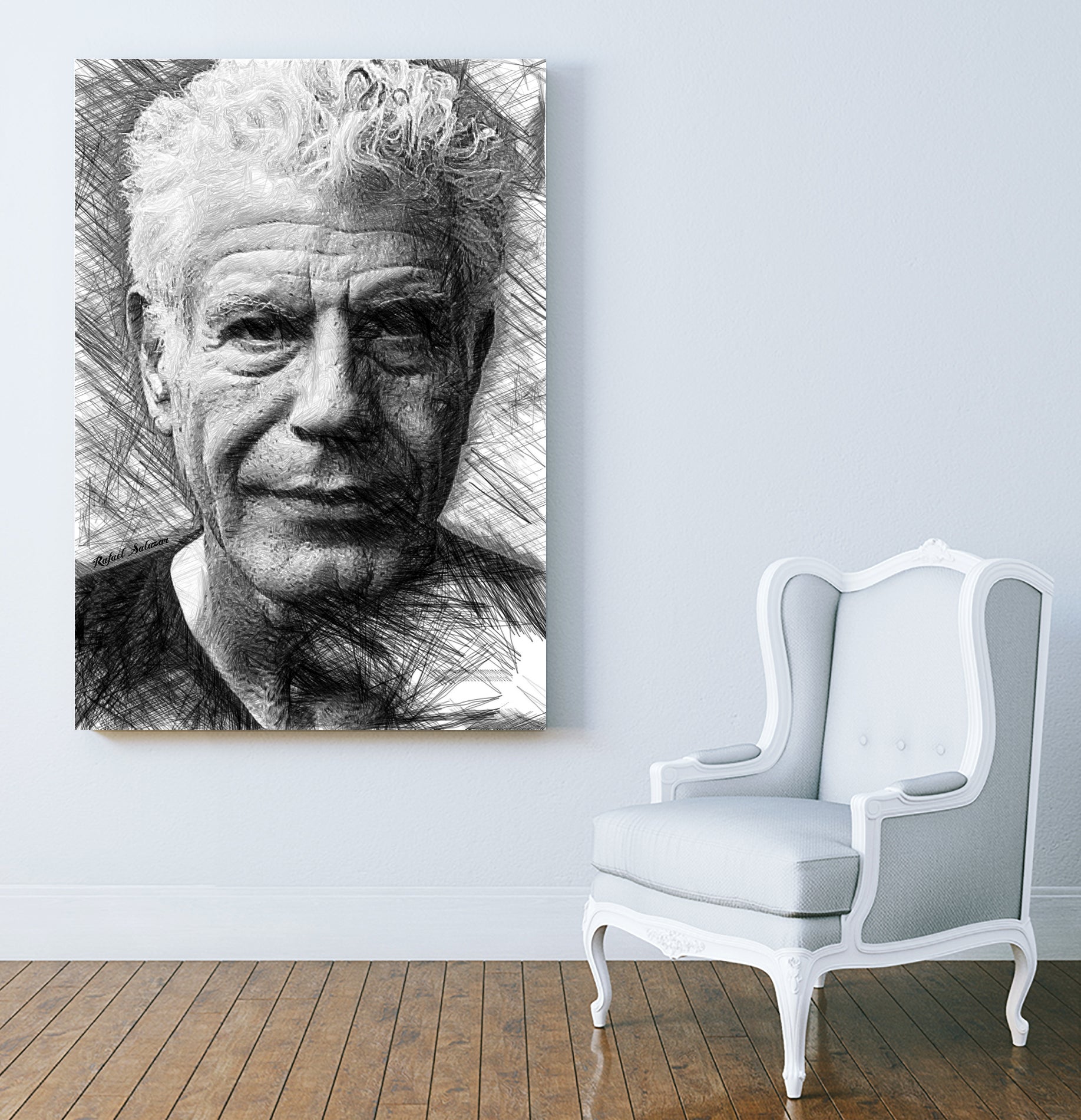 Anthony Bourdain by Rafael Salazar on GIANT ART - black mixed media
