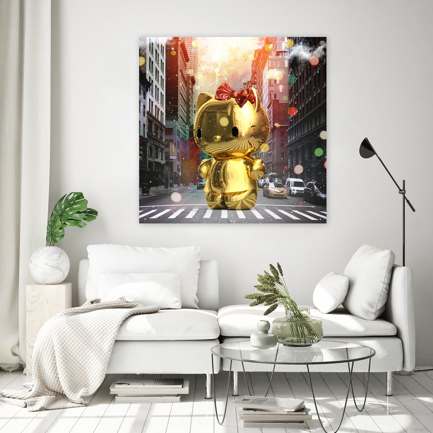 Gold Kitty in New York City by Vin Zzep on GIANT ART - white digital painting