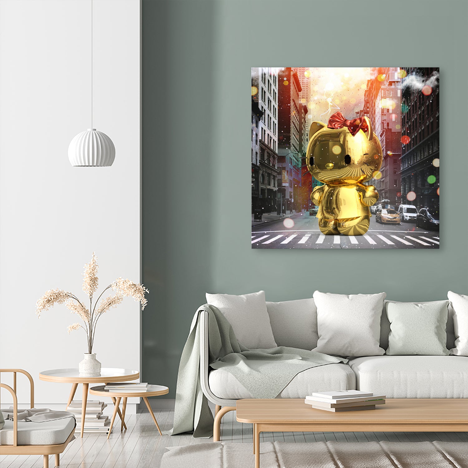Gold Kitty in New York City by Vin Zzep on GIANT ART - white digital painting