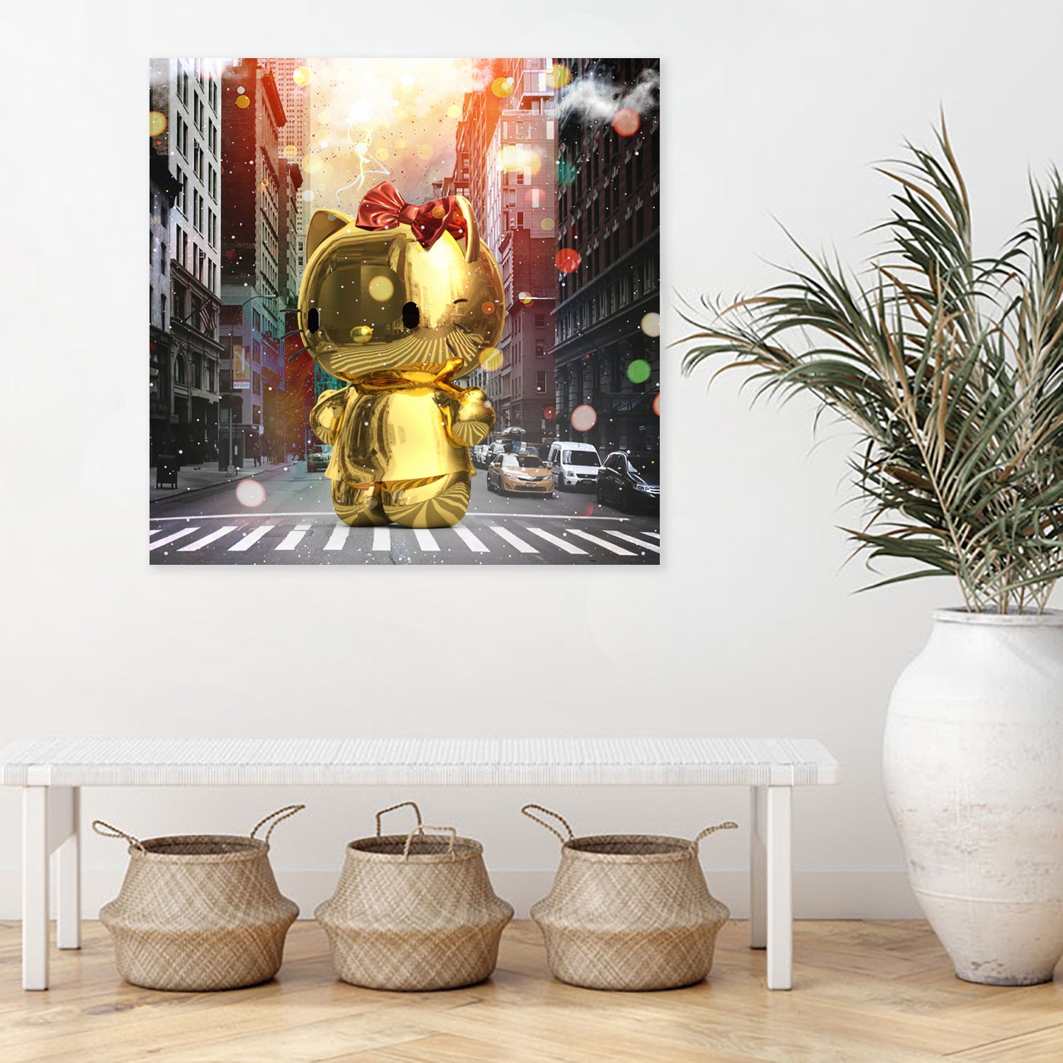 Gold Kitty in New York City by Vin Zzep on GIANT ART - white digital painting