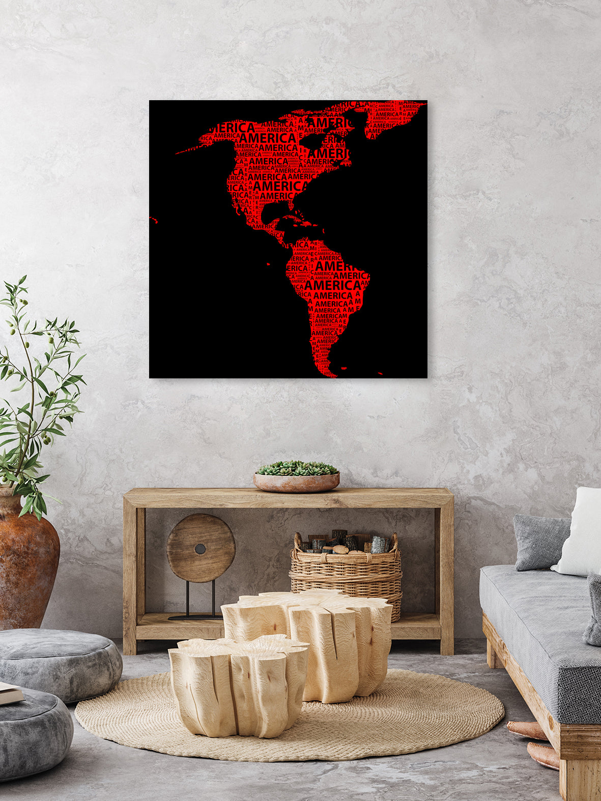 Map of continent America - illustration by Daniel Danco on GIANT ART - red vector illustration