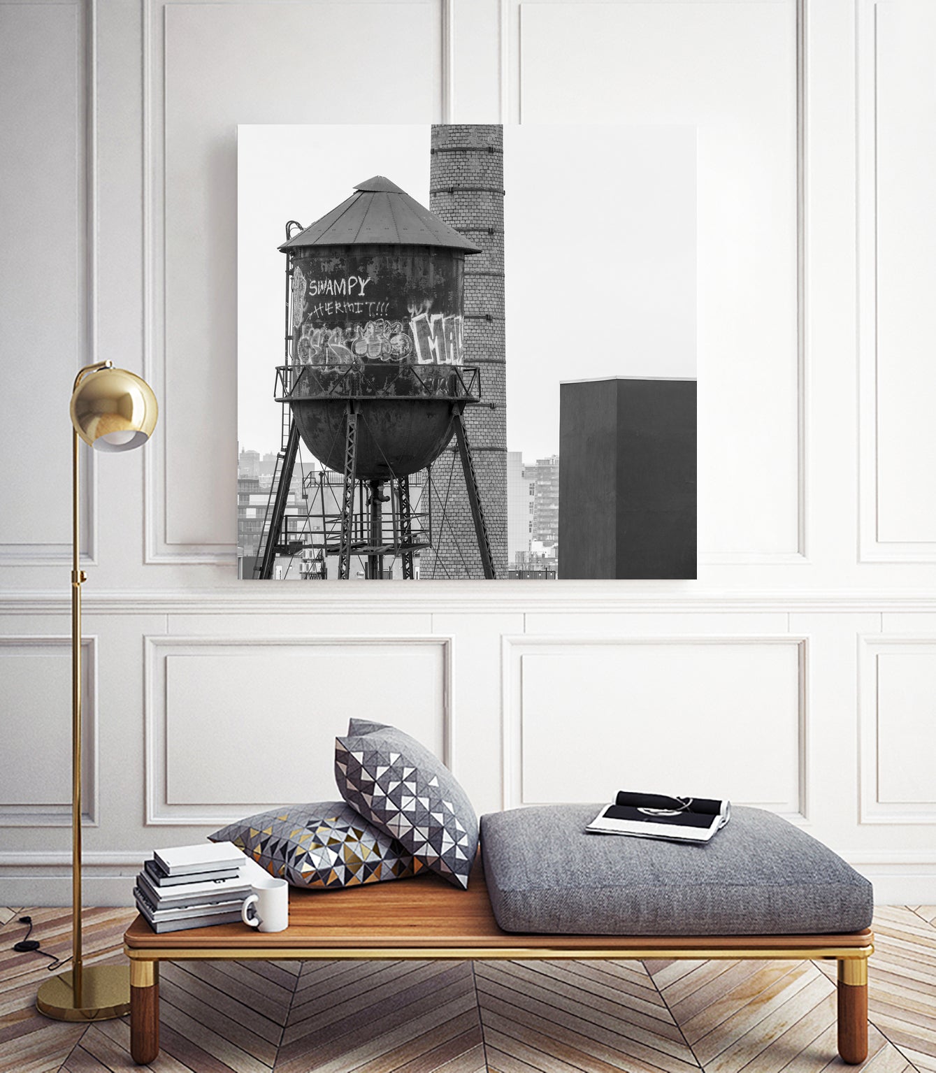 Water tower in Brooklyn by RENZO REBAGLIATI on GIANT ART - black photo illustration