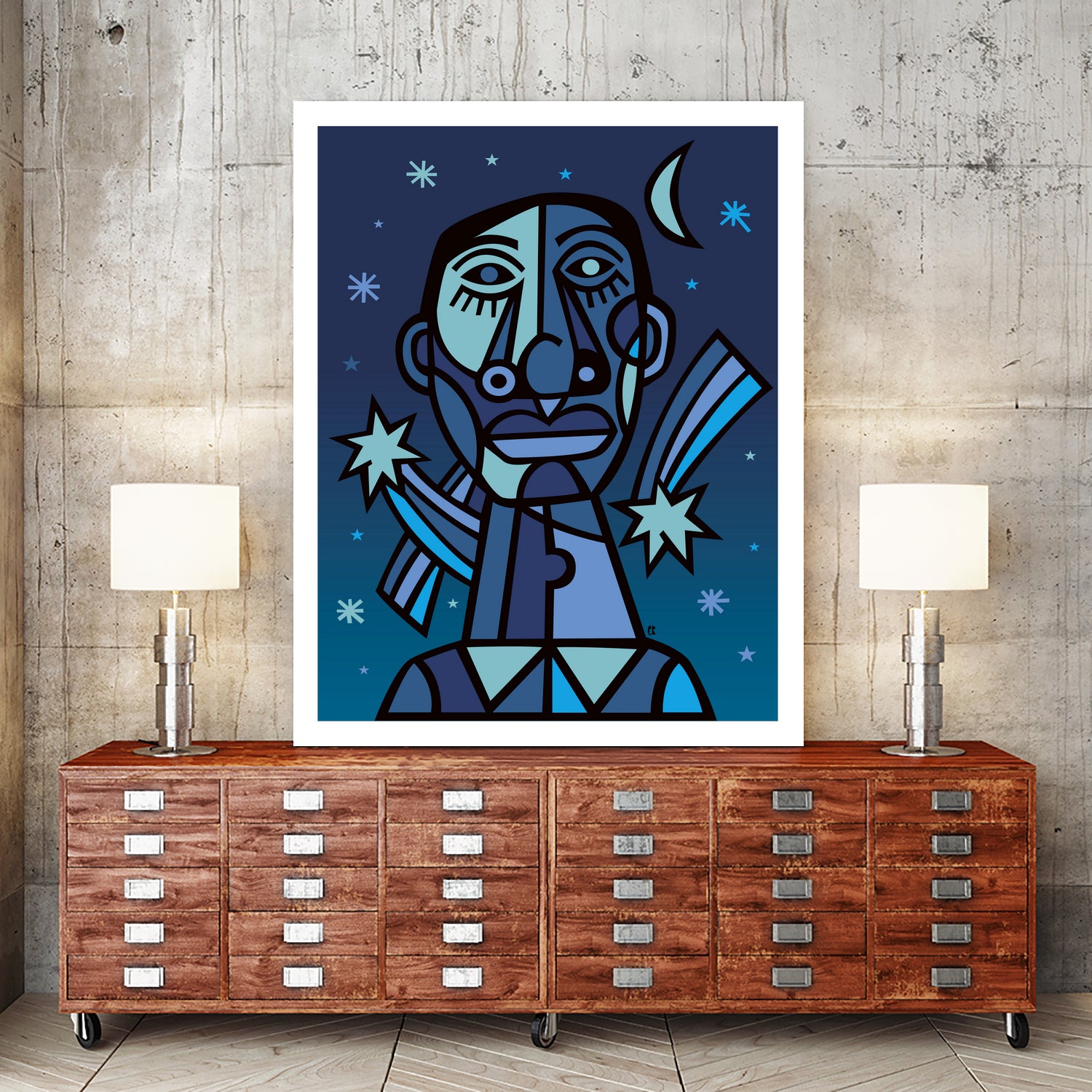 Noche estrellada by Carlos Joaquin Ramirez Fernandez on GIANT ART - blue digital drawing