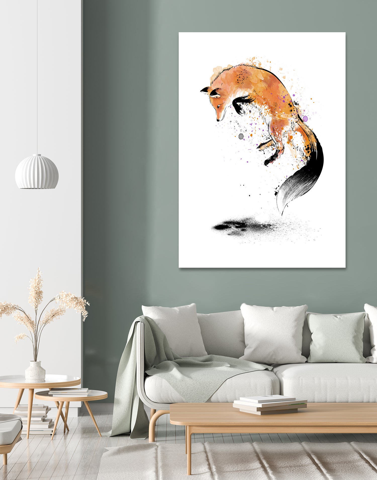 Red Fox jumping into Snow by Antonio Camarena on GIANT ART - white digital painting