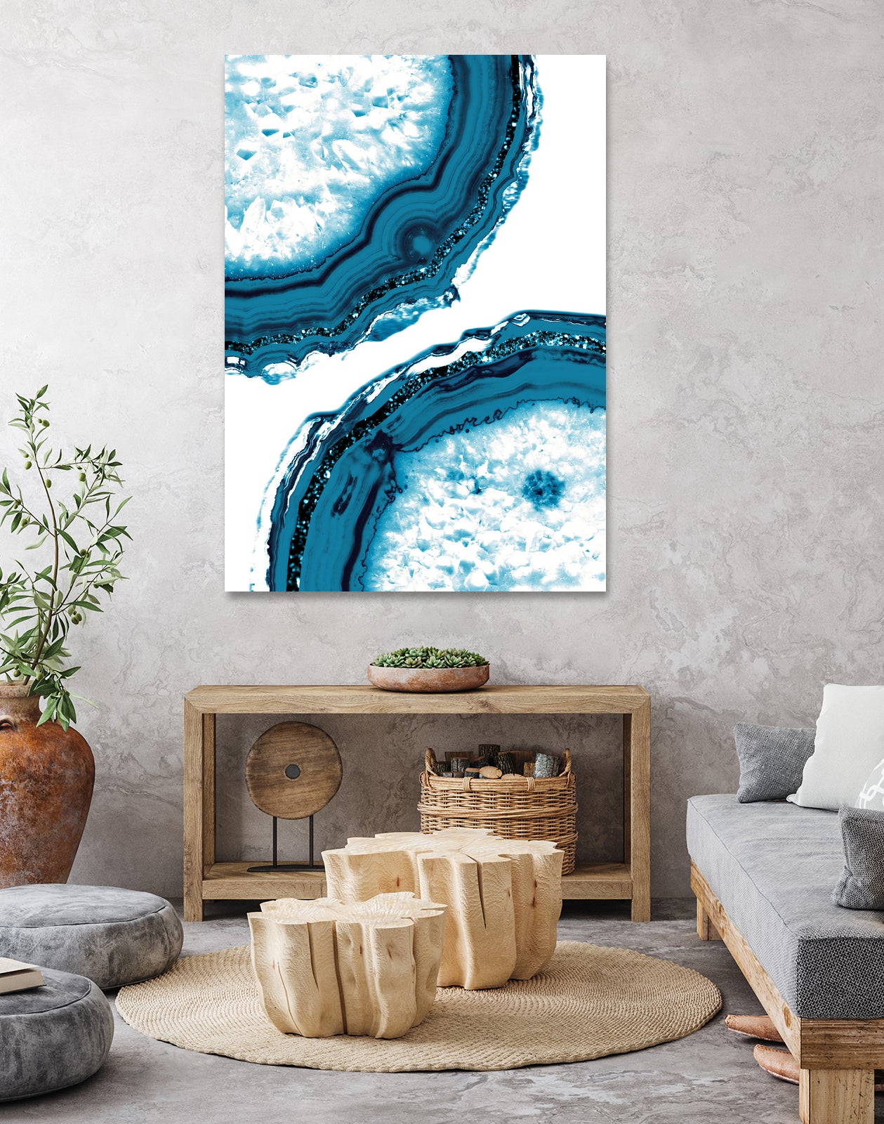 Blue Agate Glitter Glam #1 #gem #decor #art by Anita & Bella Jantz on GIANT ART - blue photo illustration