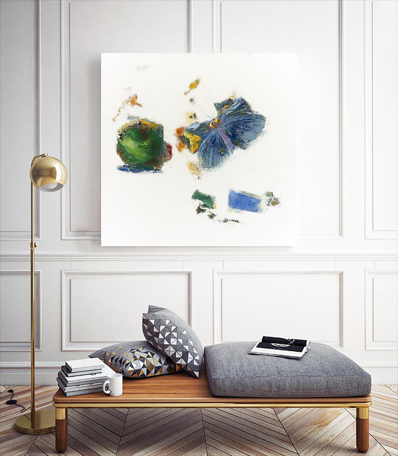 Pomme et papillon by Diane Lambin on GIANT ART - green abstract papillon