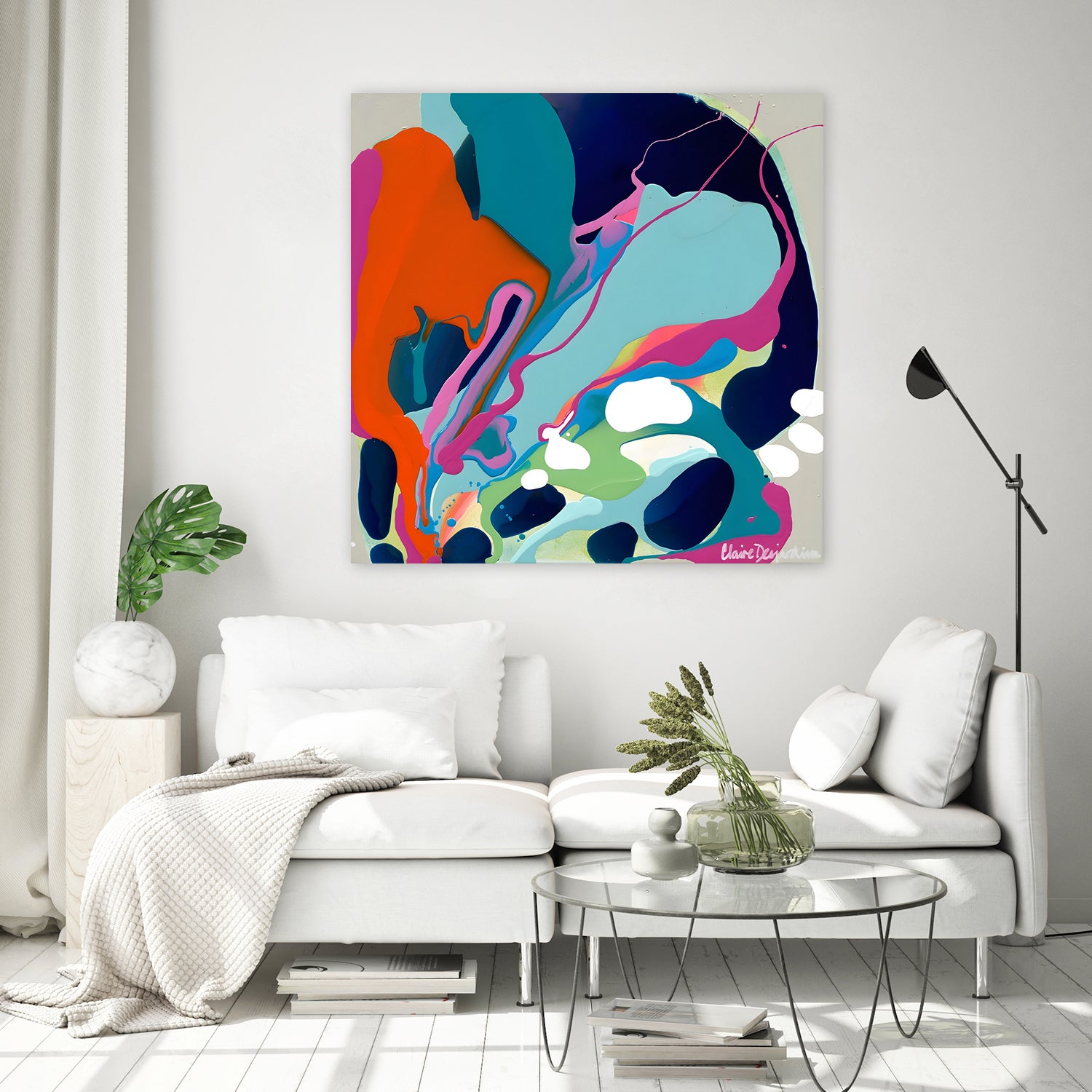 I-Would-Gladly-Listen by Clarie Desjardins on GIANT ART - red abstract framed canvas