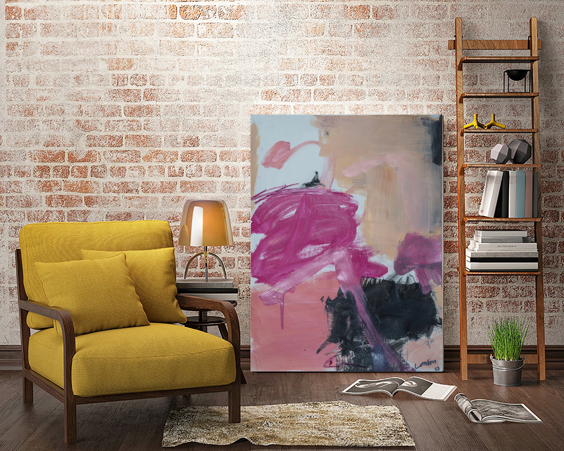 Pink Meltdown by Janet London on GIANT ART - black abstract