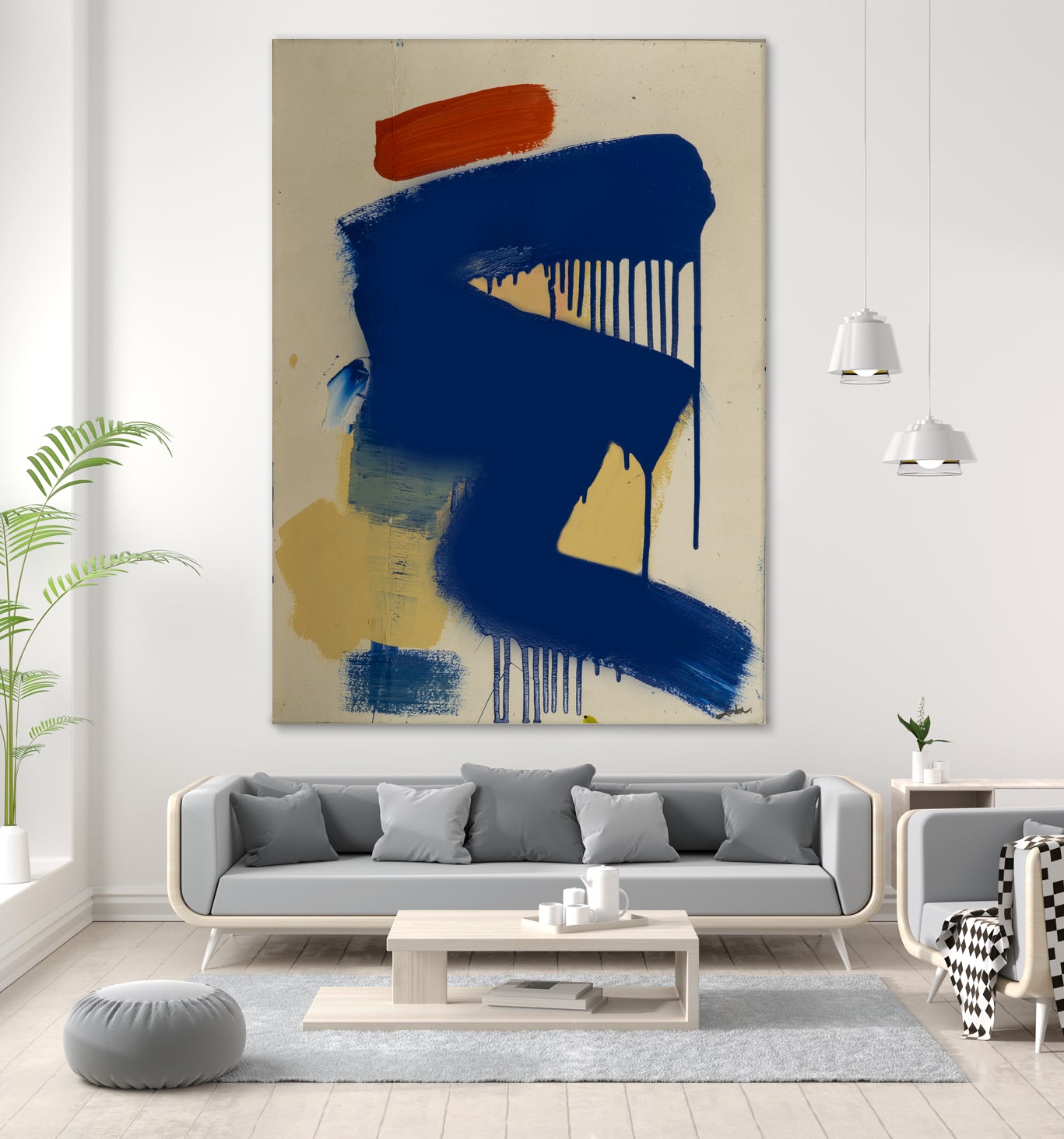 Blue and Orange No 1 by Janet London on GIANT ART - blue abstract