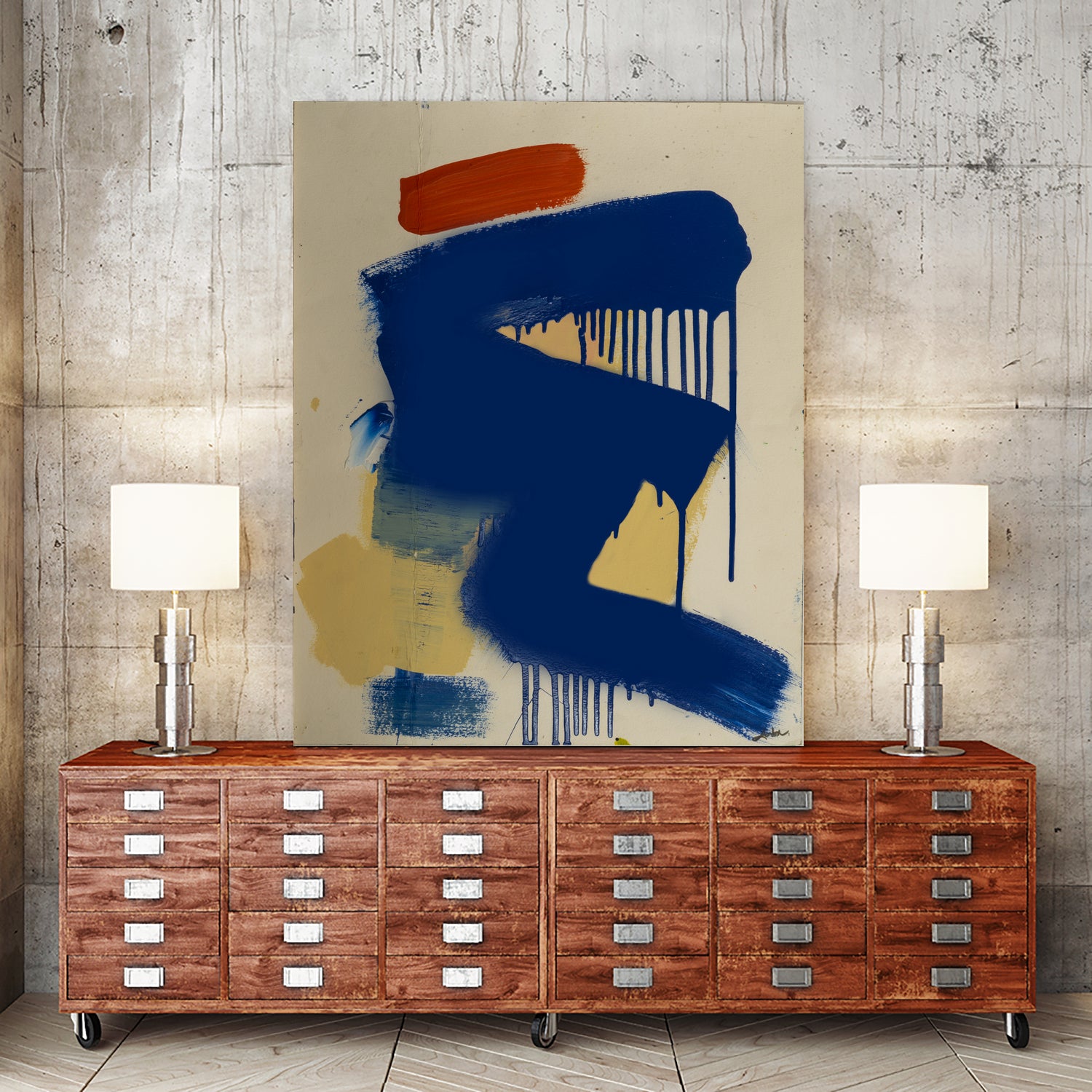 Blue and Orange No 1 by Janet London on GIANT ART - blue abstract