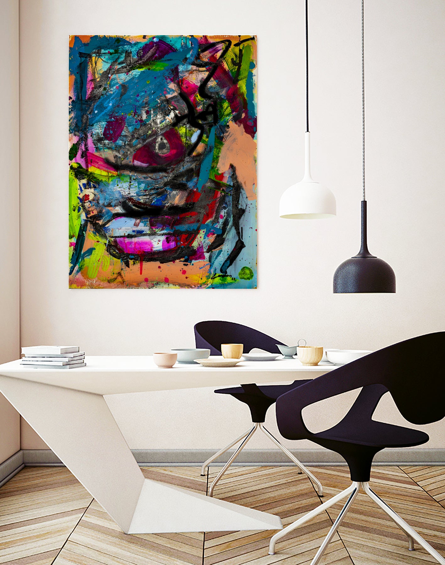 Inside the Chaos of Love by Janet London on GIANT ART - blue abstract