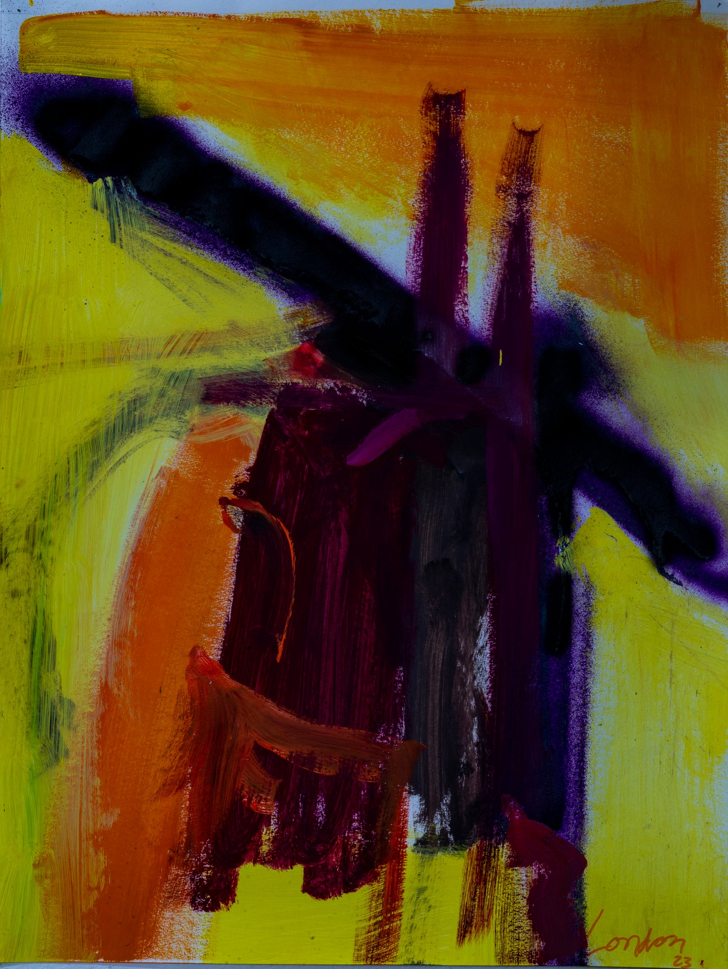 Sunset Bridge by Janet London on GIANT ART - purple abstract