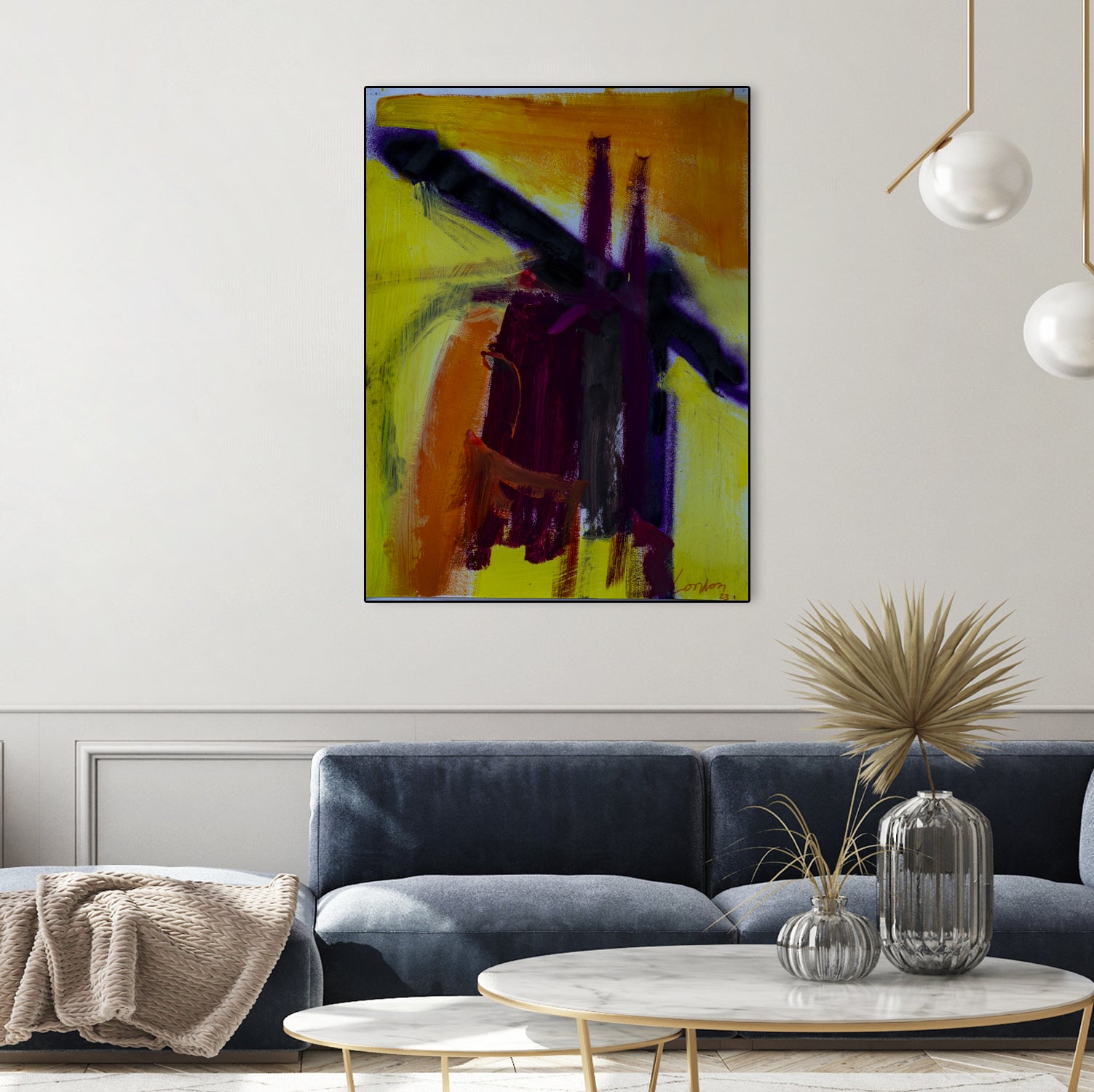 Sunset Bridge by Janet London on GIANT ART - purple abstract