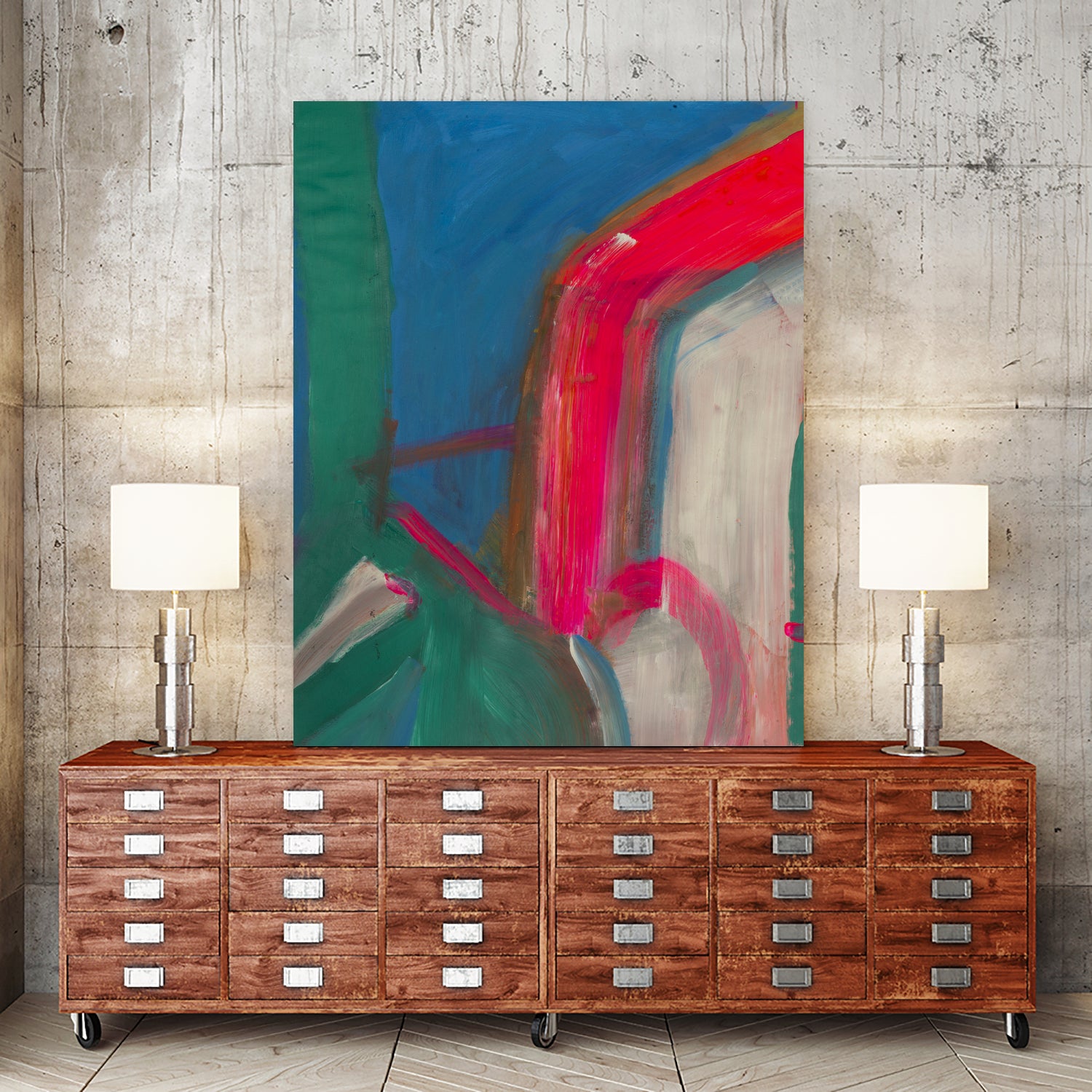 Seaport Stop by Janet London on GIANT ART - fluo pink abstract