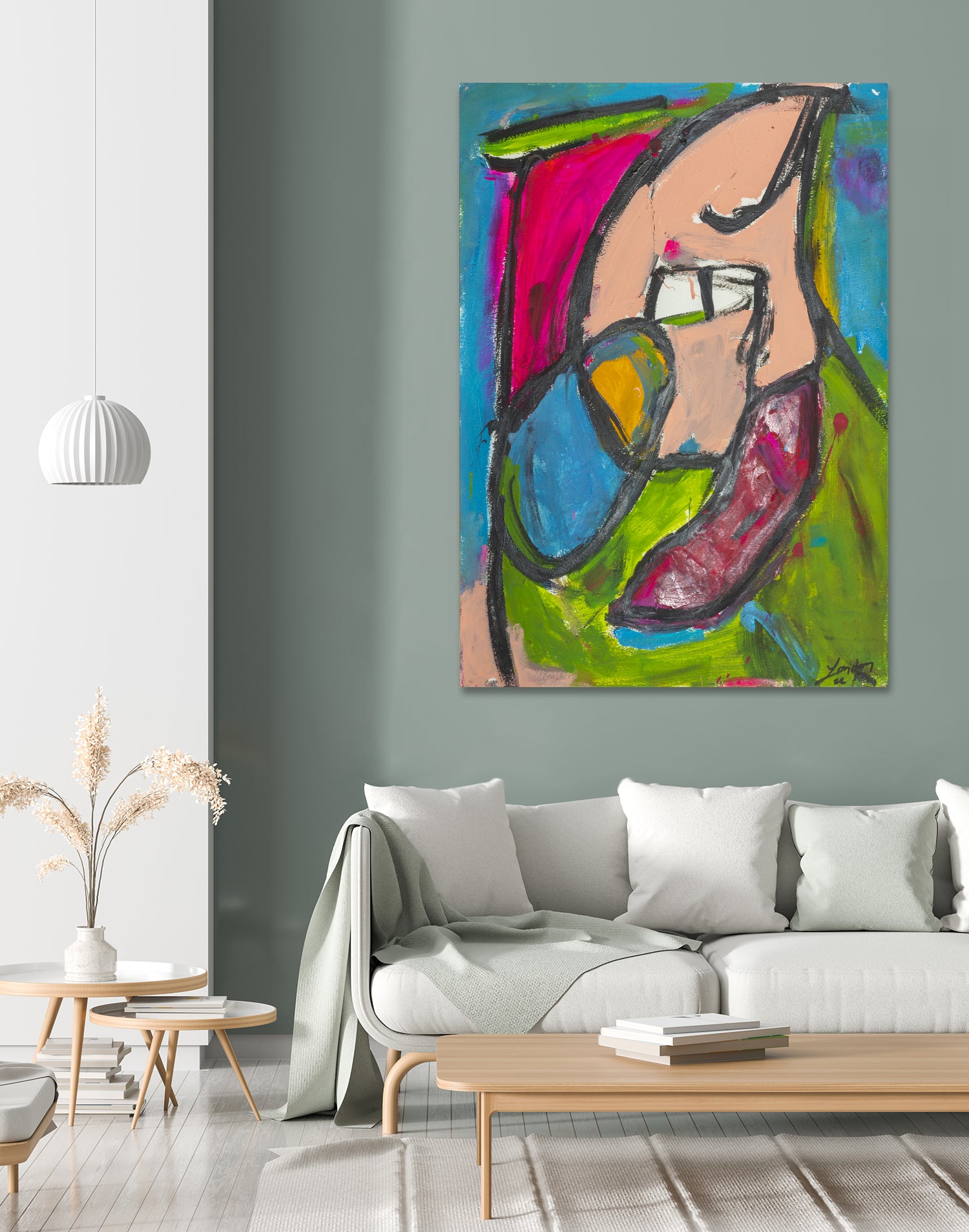 Fazes of the Moon by Janet London on GIANT ART - green abstract