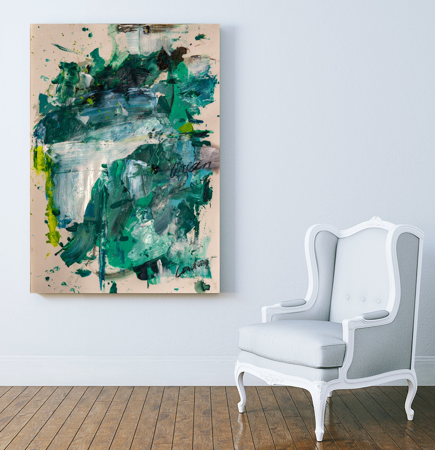 Endless Turquoise and Green No 1 by Janet London on GIANT ART - green abstract